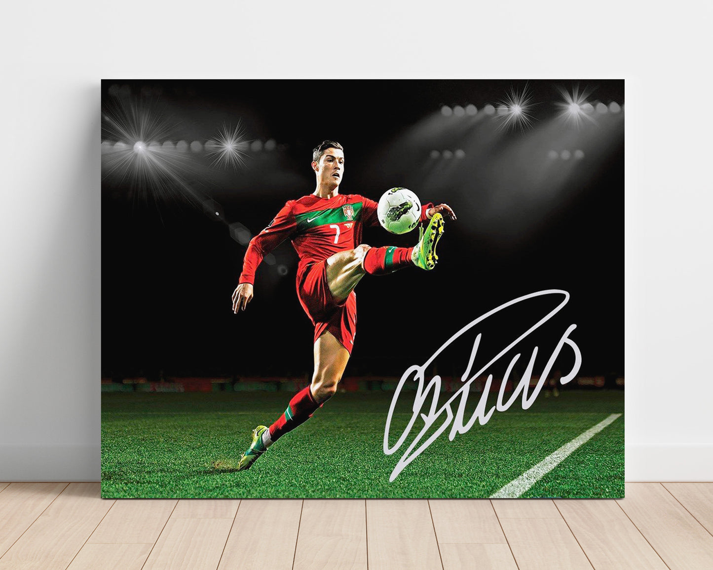 Cristiano Ronaldo Portugal Night Volley Control Soccer Print 16x20 Unframed Print soccer wall art print – Soccer Prints decor