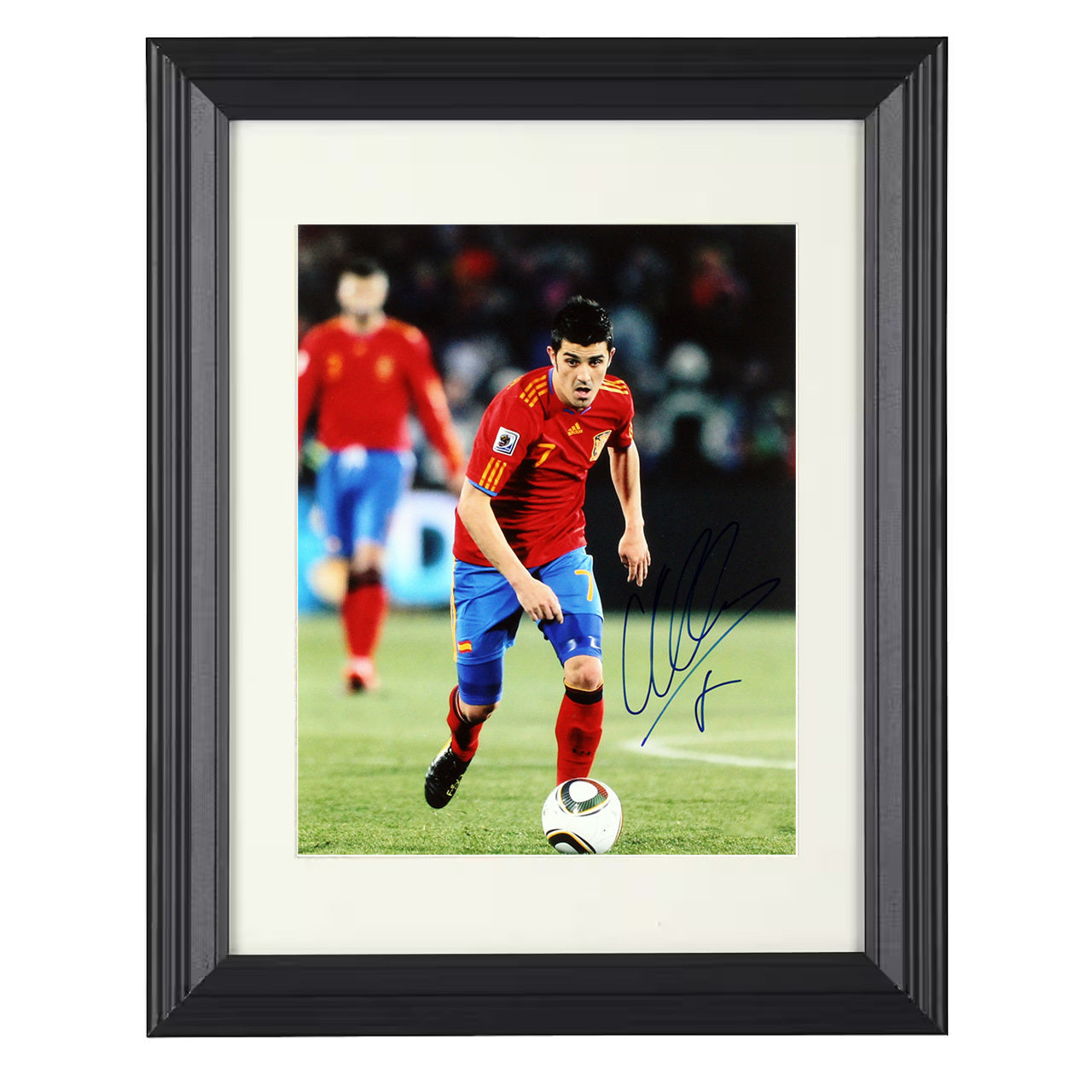 David Villa – Spain Midfield Attack Focus 8x10 matted black framed soccer wall art