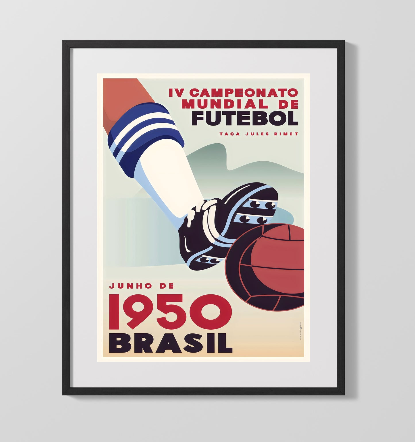 FIFA World Cup Poster Brazil 1950 Jules Rimet Tournament Artwork - Gallery Frame soccer wall art