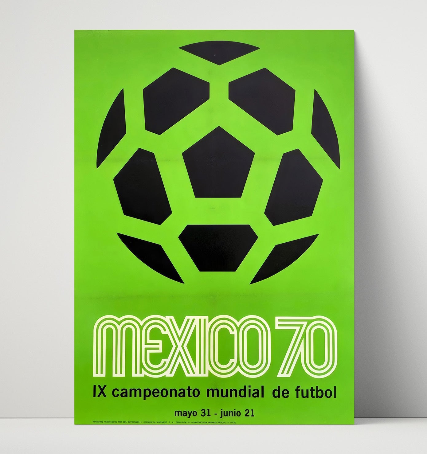 FIFA World Cup Poster Mexico 1970 Official Emblem Green Edition Soccer Print 16x20 Unframed Print soccer wall art print – Soccer Prints decor