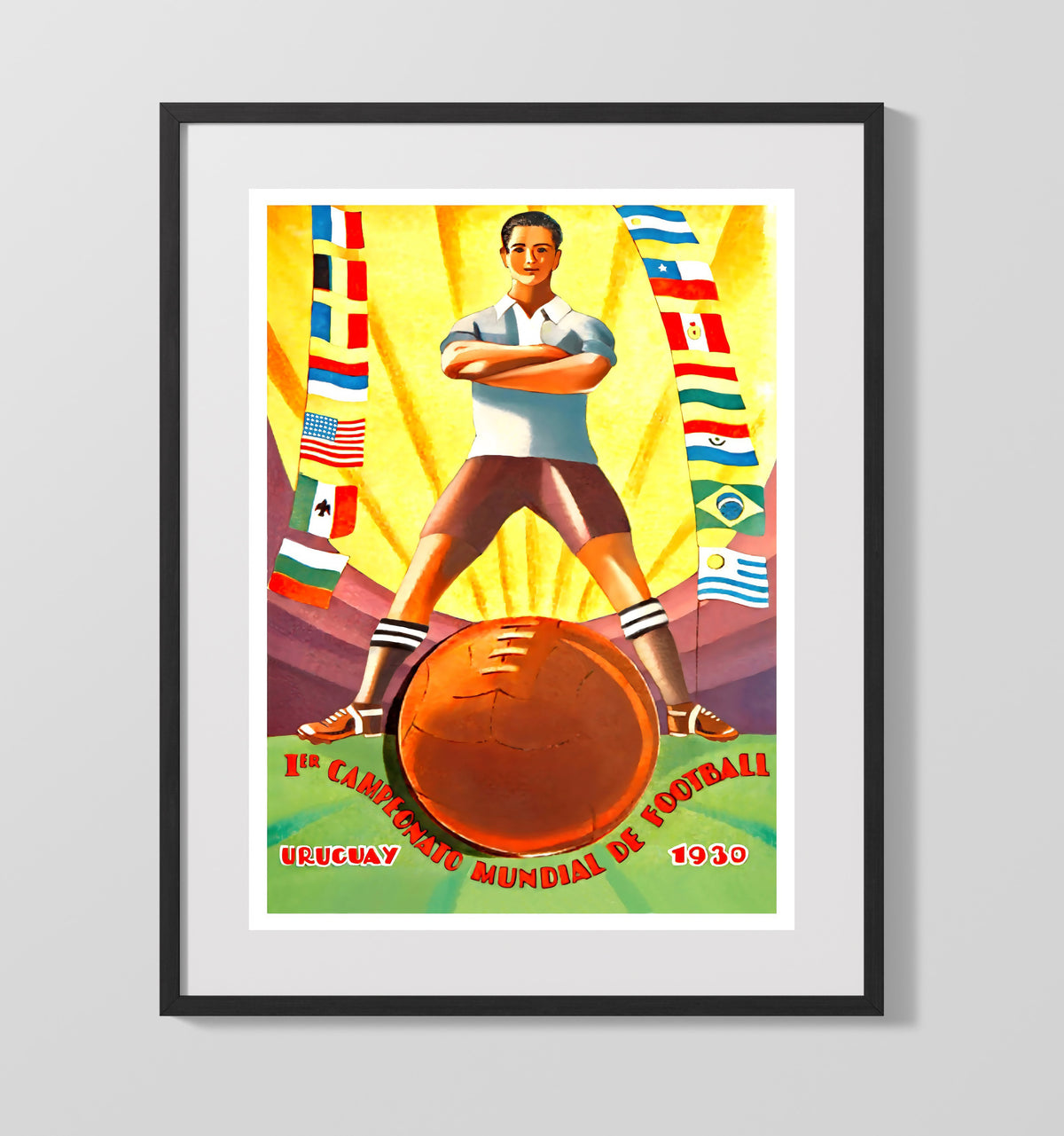 FIFA World Cup Poster Uruguay 1930 First World Cup Championship Artwork - Gallery Frame soccer wall art