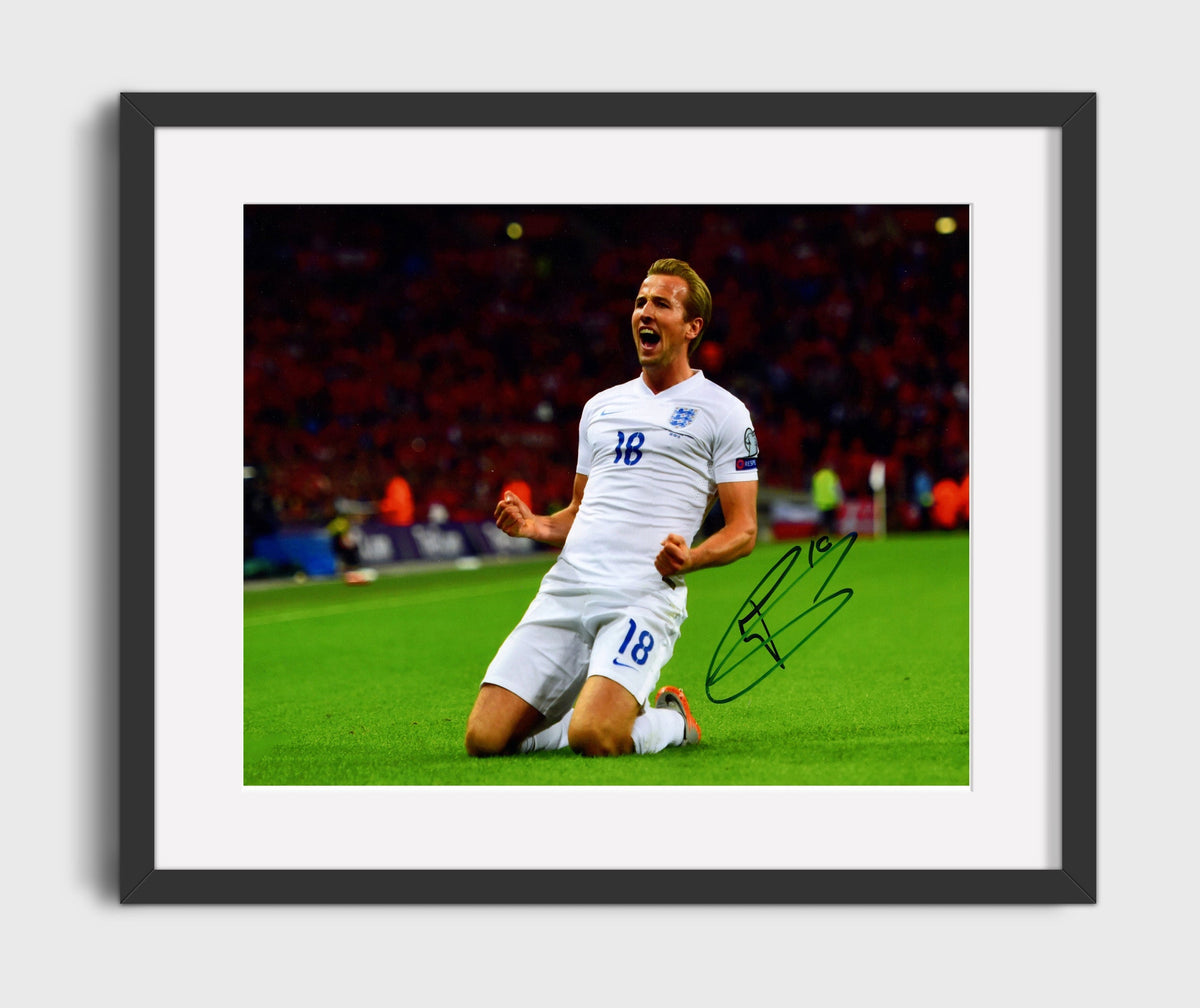 Harry Kane England Scoring Slide Goal Celebration - Gallery Frame soccer wall art