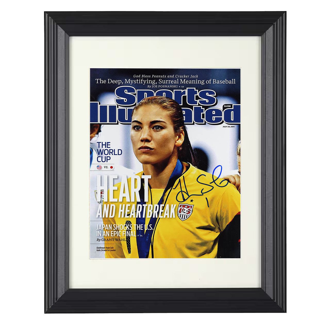 Hope Solo – USA Heart and Heartbreak 2011 SI 8x10 matted black framed soccer wall art