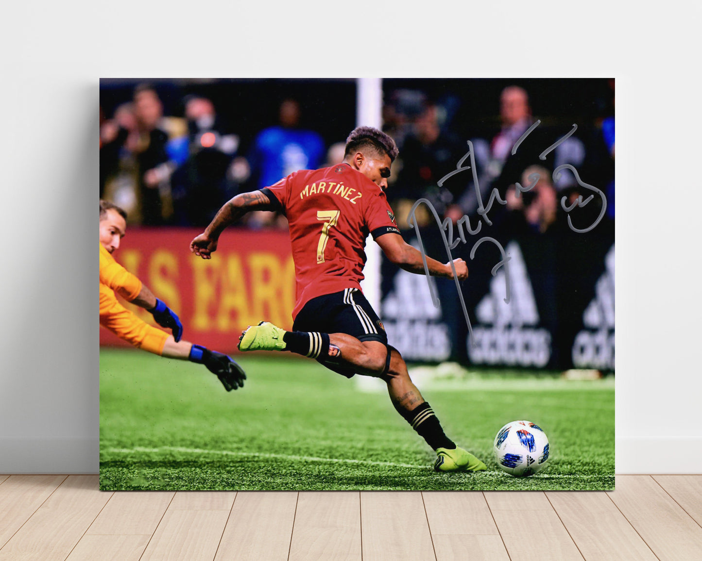 Josef Martinez Atlanta United Powerful Shot on Goal Soccer Print 16x20 Unframed Print soccer wall art print – Soccer Prints decor