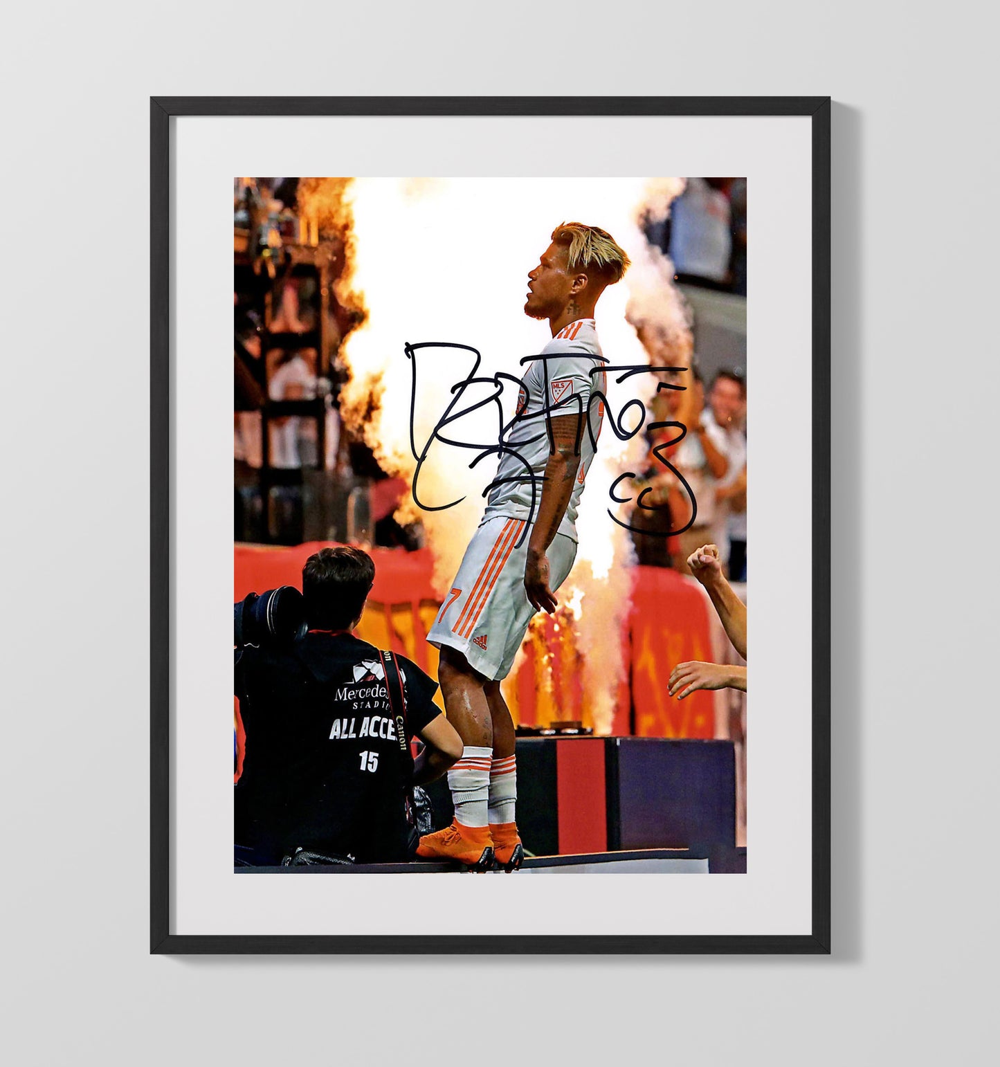 Josef Martinez Atlanta United Fire Goal Celebration - Gallery Frame soccer wall art
