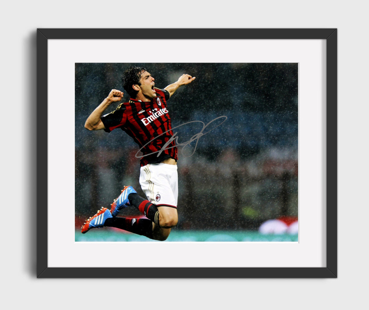 Kaka AC Milan Goal Celebration Leap - Gallery Frame soccer wall art