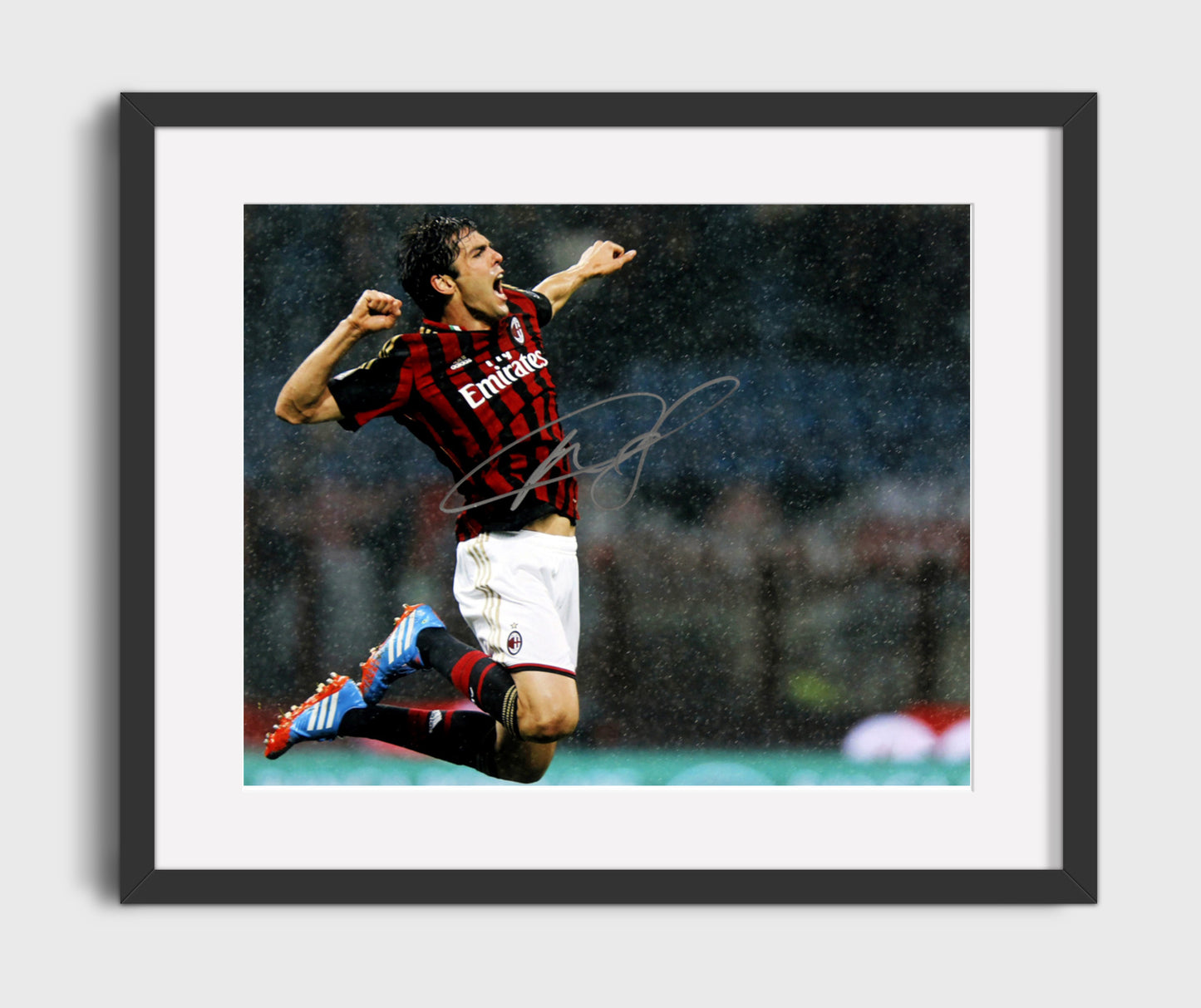 Kaka AC Milan Goal Celebration Leap - Gallery Frame soccer wall art