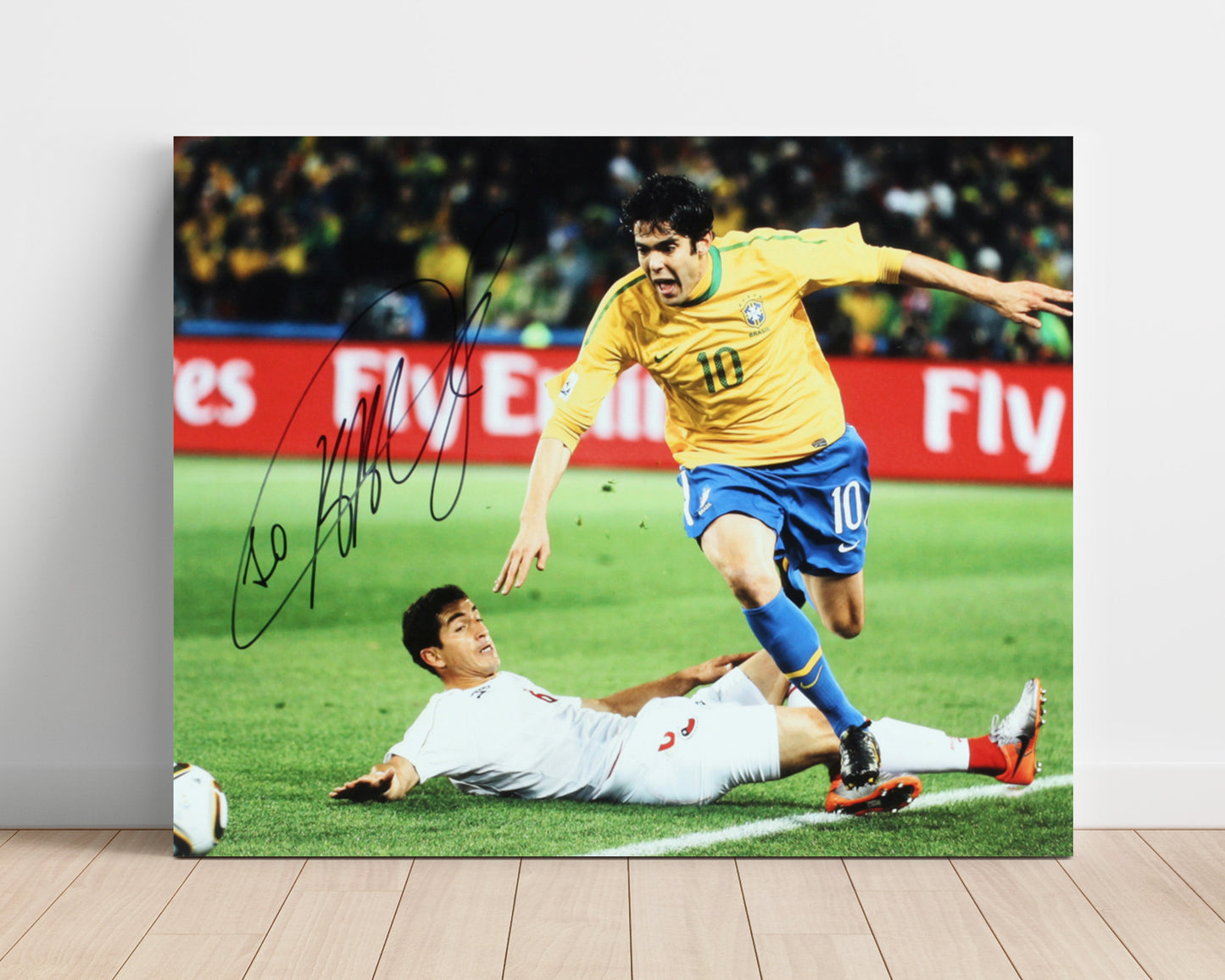 Kaka Brazil Sliding Ball Control Match Play Soccer Print 16x20 Unframed Print soccer wall art print – Soccer Prints decor
