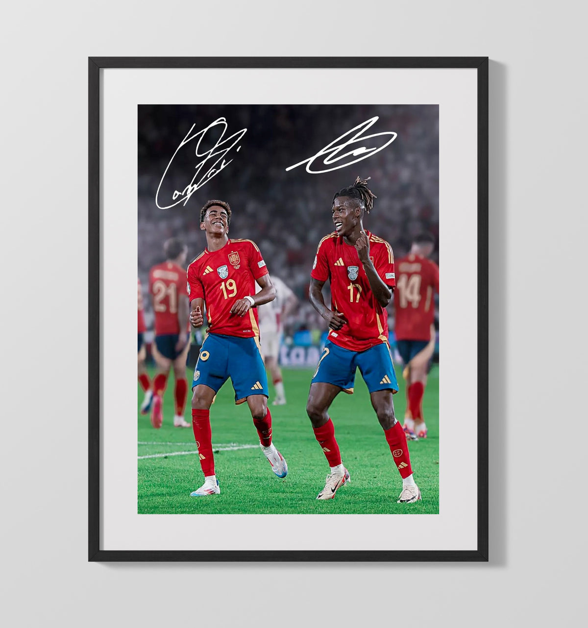 Lamine Yamal and Nico Williams Spain Rising Stars Celebration - Gallery Frame soccer wall art