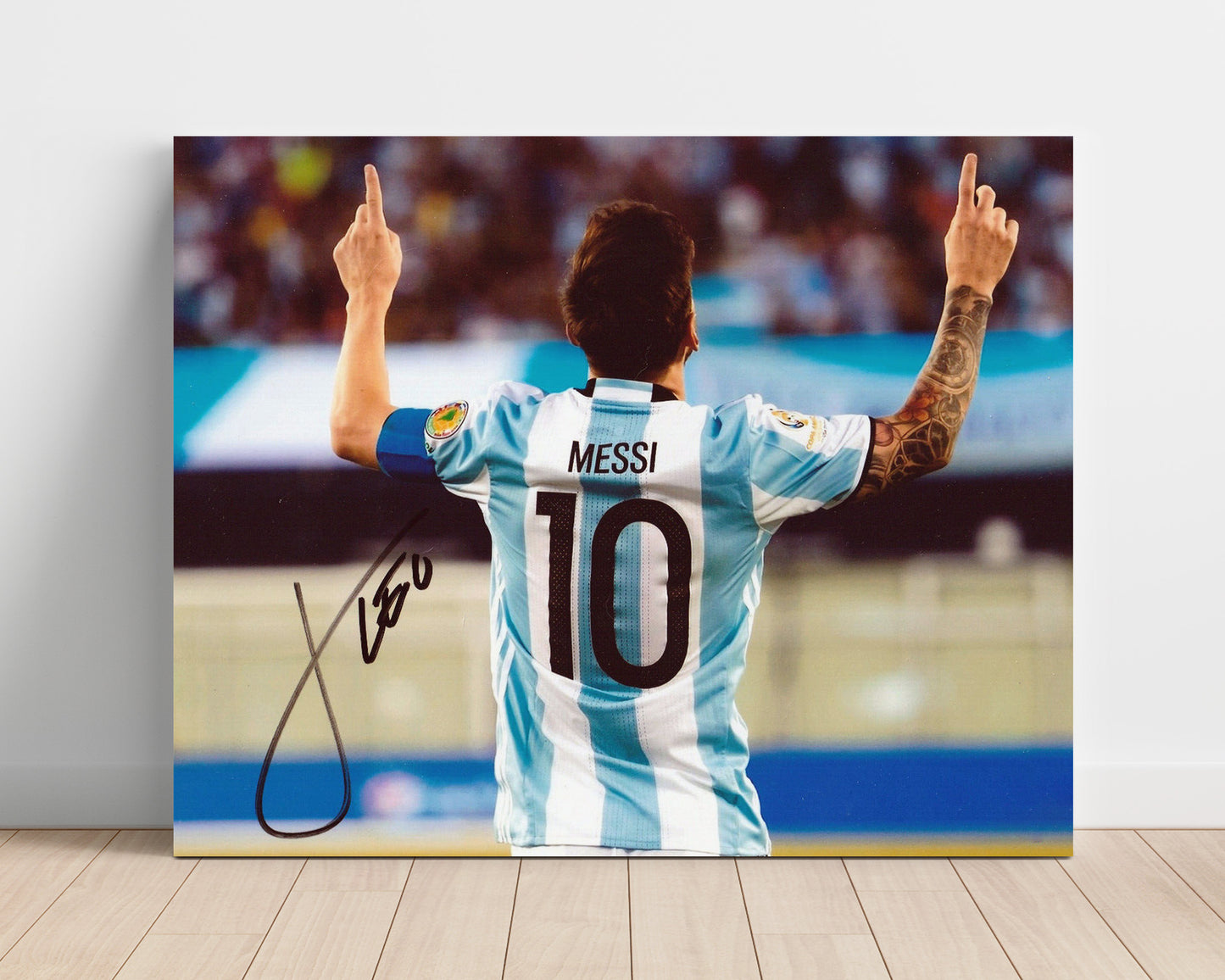 Lionel Messi Argentina GOAT Hands Up Celebration Soccer Print 16x20 Unframed Print soccer wall art print – Soccer Prints decor