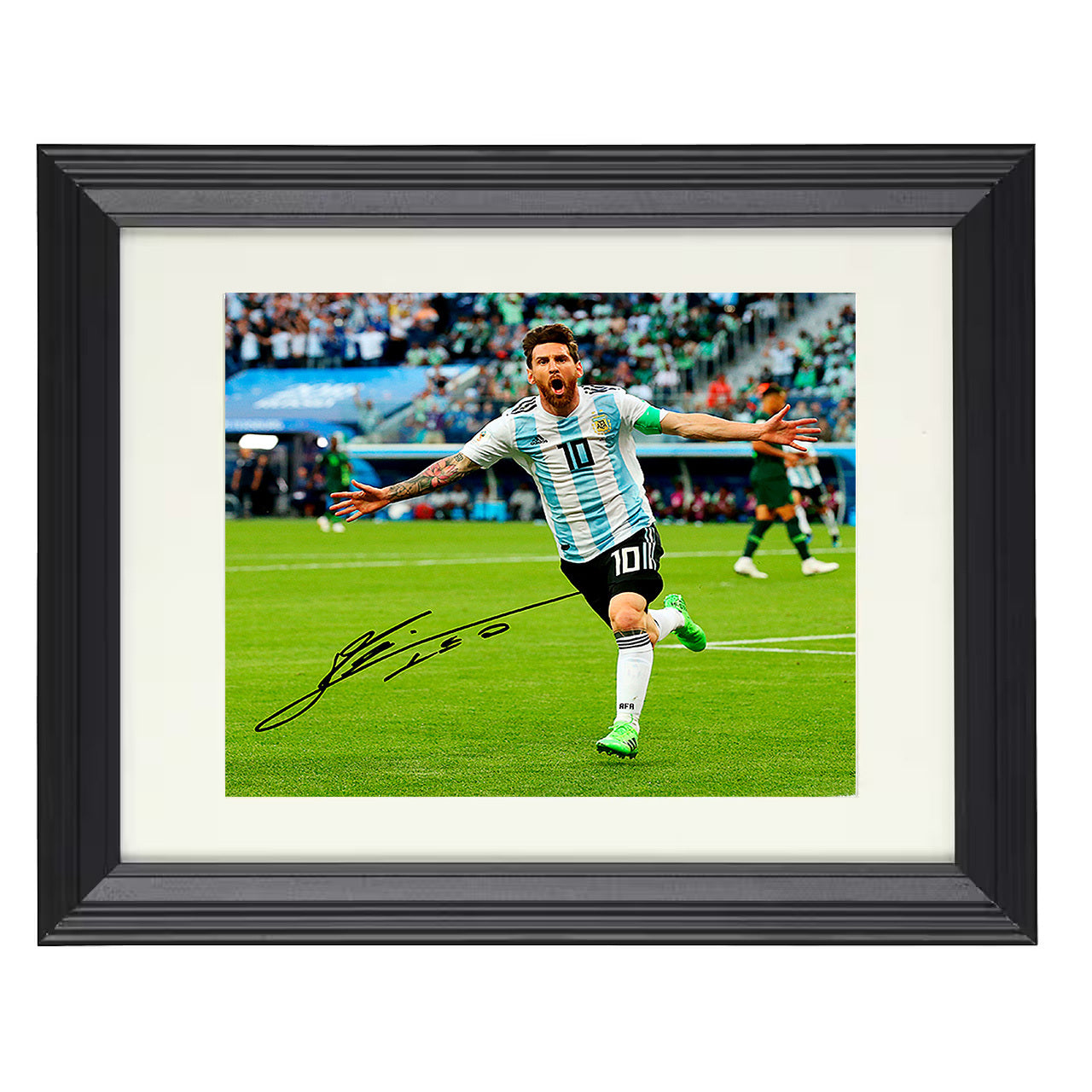 Lionel Messi – Argentina Goal Celebration Run 8x10 matted black framed soccer wall art