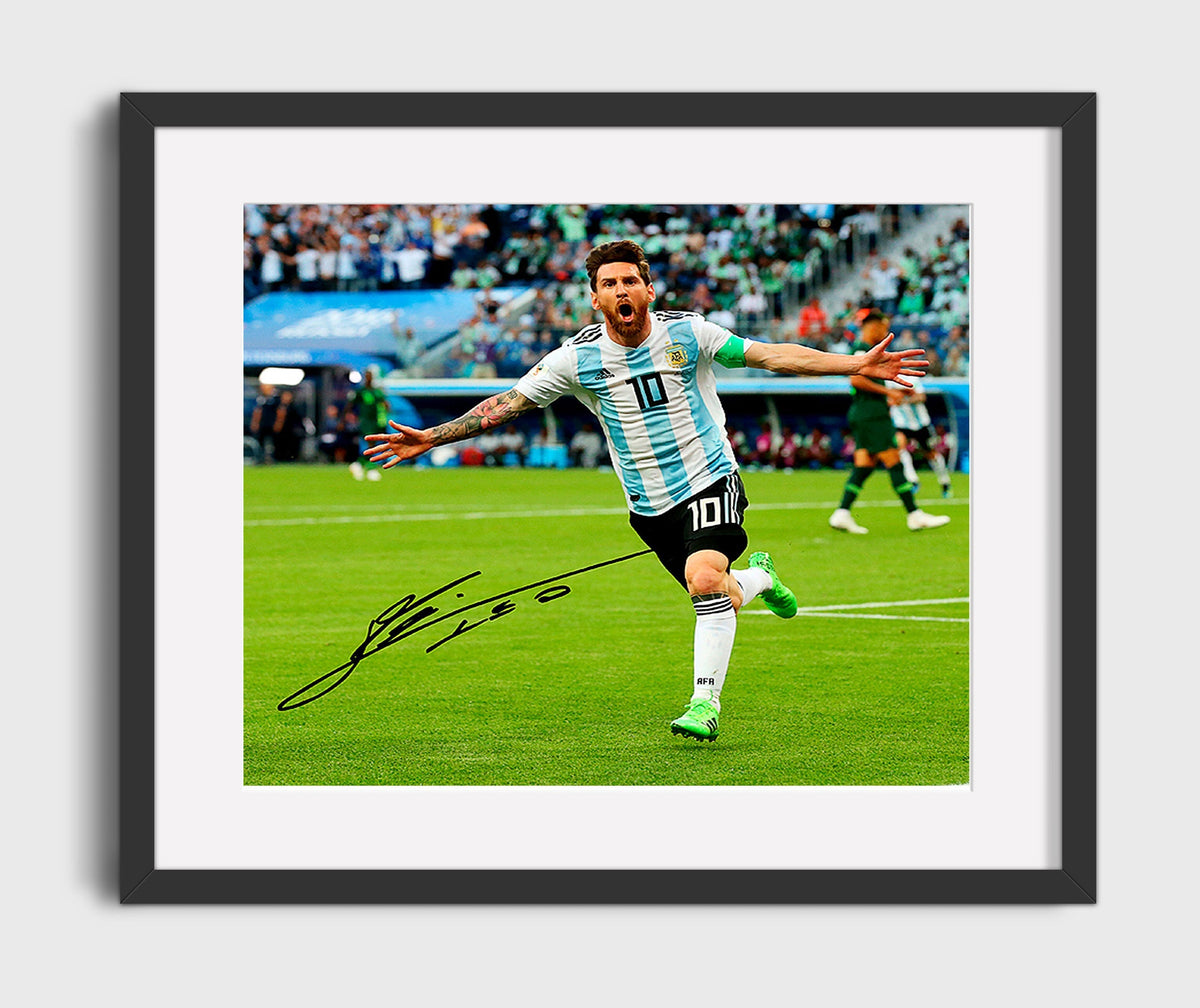 Lionel Messi Argentina Goal Celebration Run - Gallery Frame soccer wall art