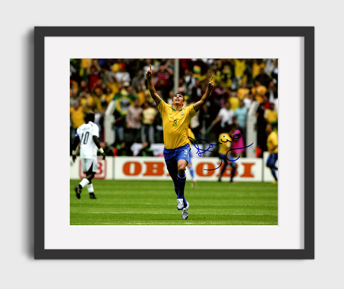 Lucio Brazil World Cup Goal Celebration - Gallery Frame soccer wall art