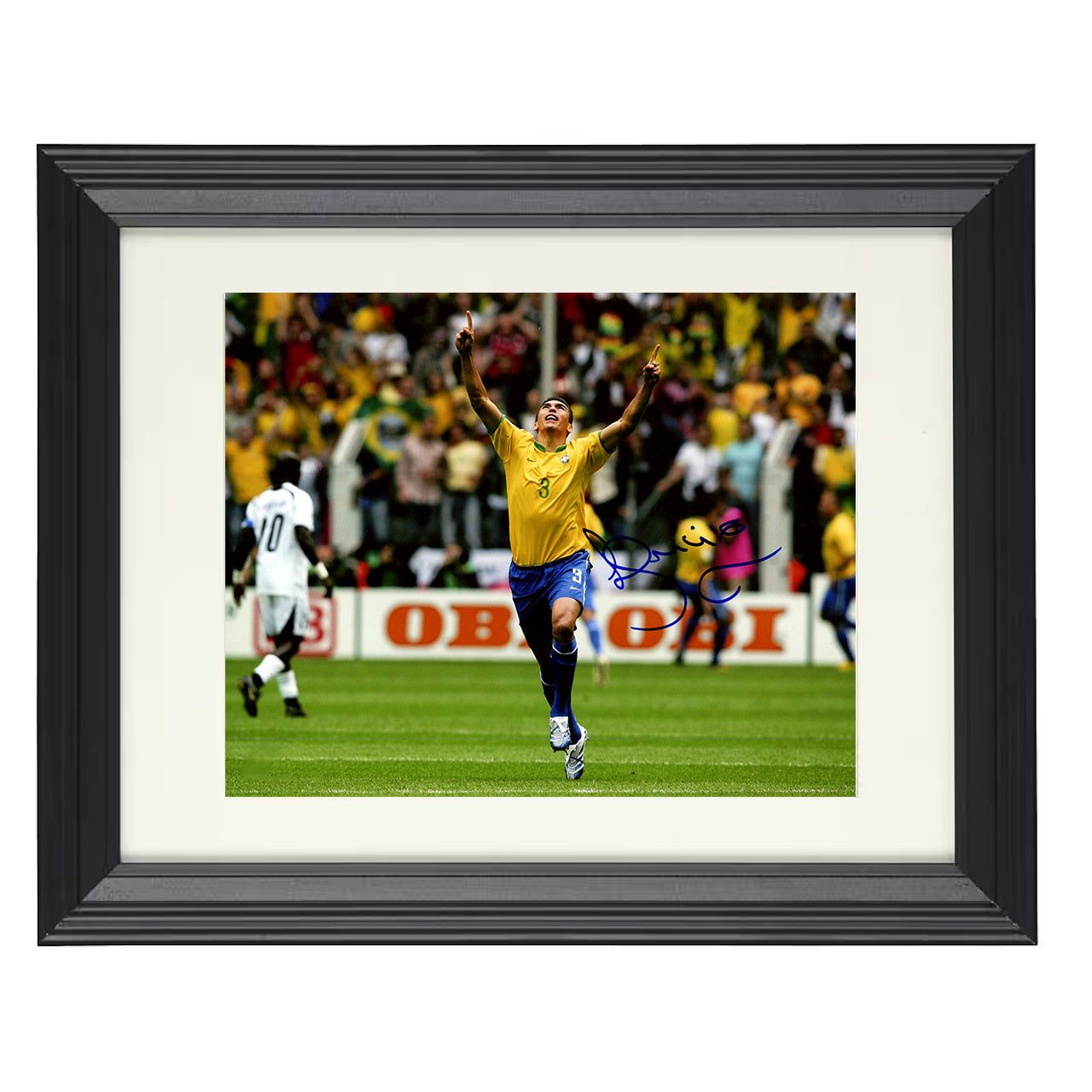 Lúcio – Brazil Goal Celebration World Cup Era 8x10 matted black framed soccer wall art