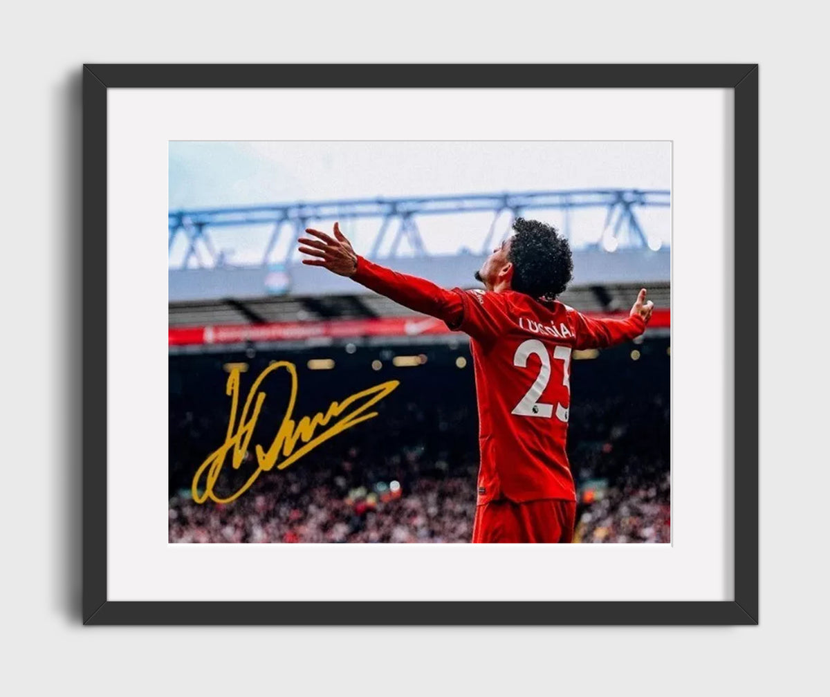 Luis Diaz Liverpool Goal Celebration at Anfield - Gallery Frame soccer wall art