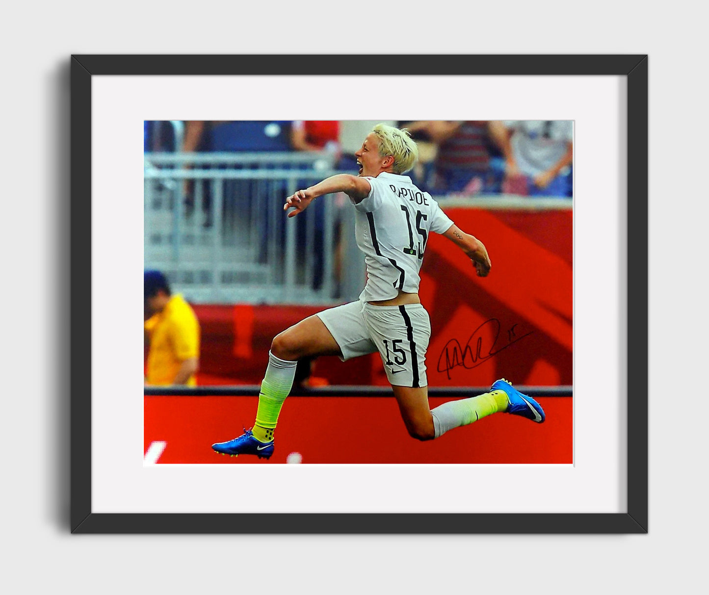 Megan Rapinoe USA Victory Leap Celebration - Gallery Frame soccer wall art