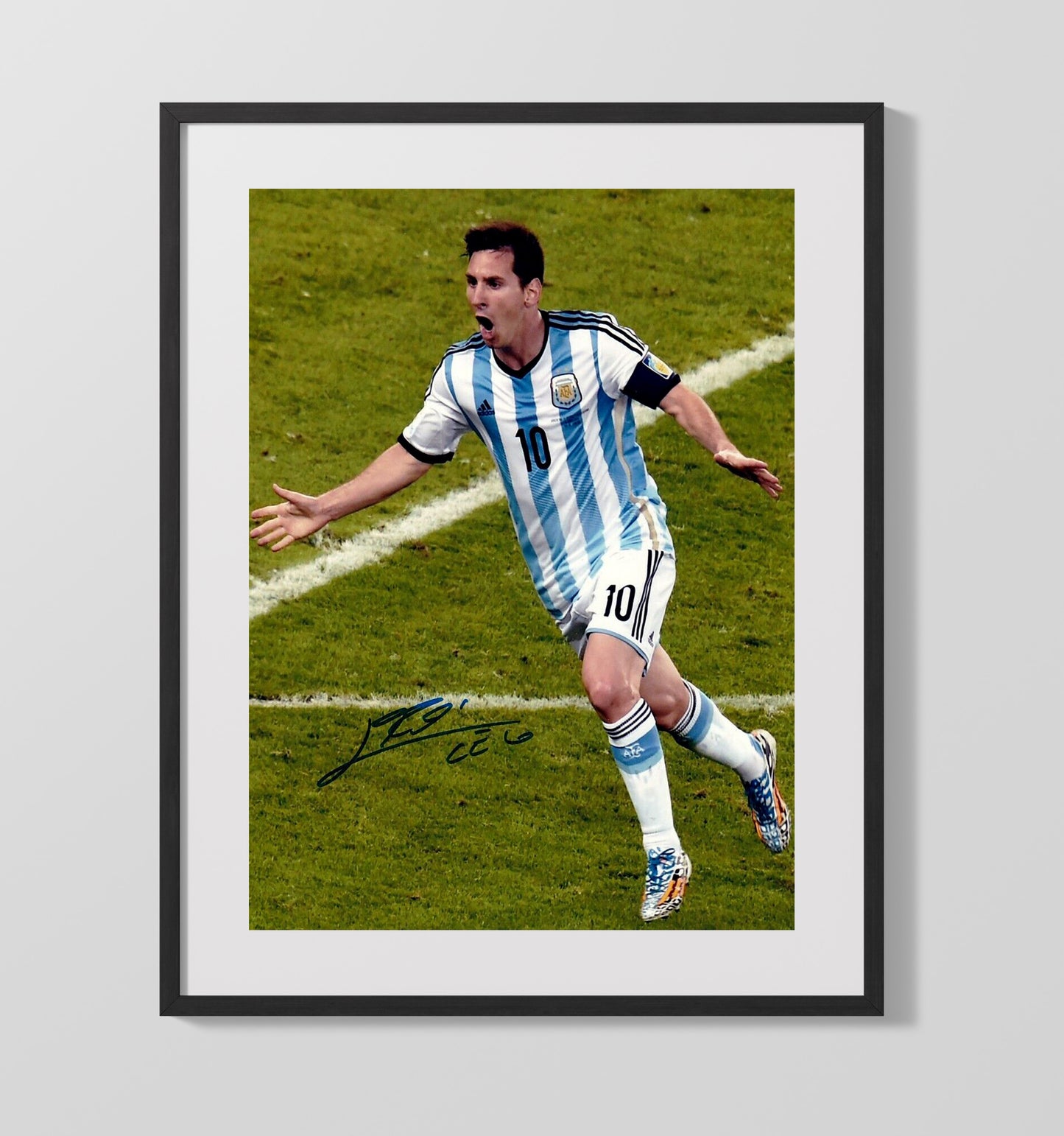 Messi Argentina World Cup Celebration Run - Gallery Frame soccer wall art