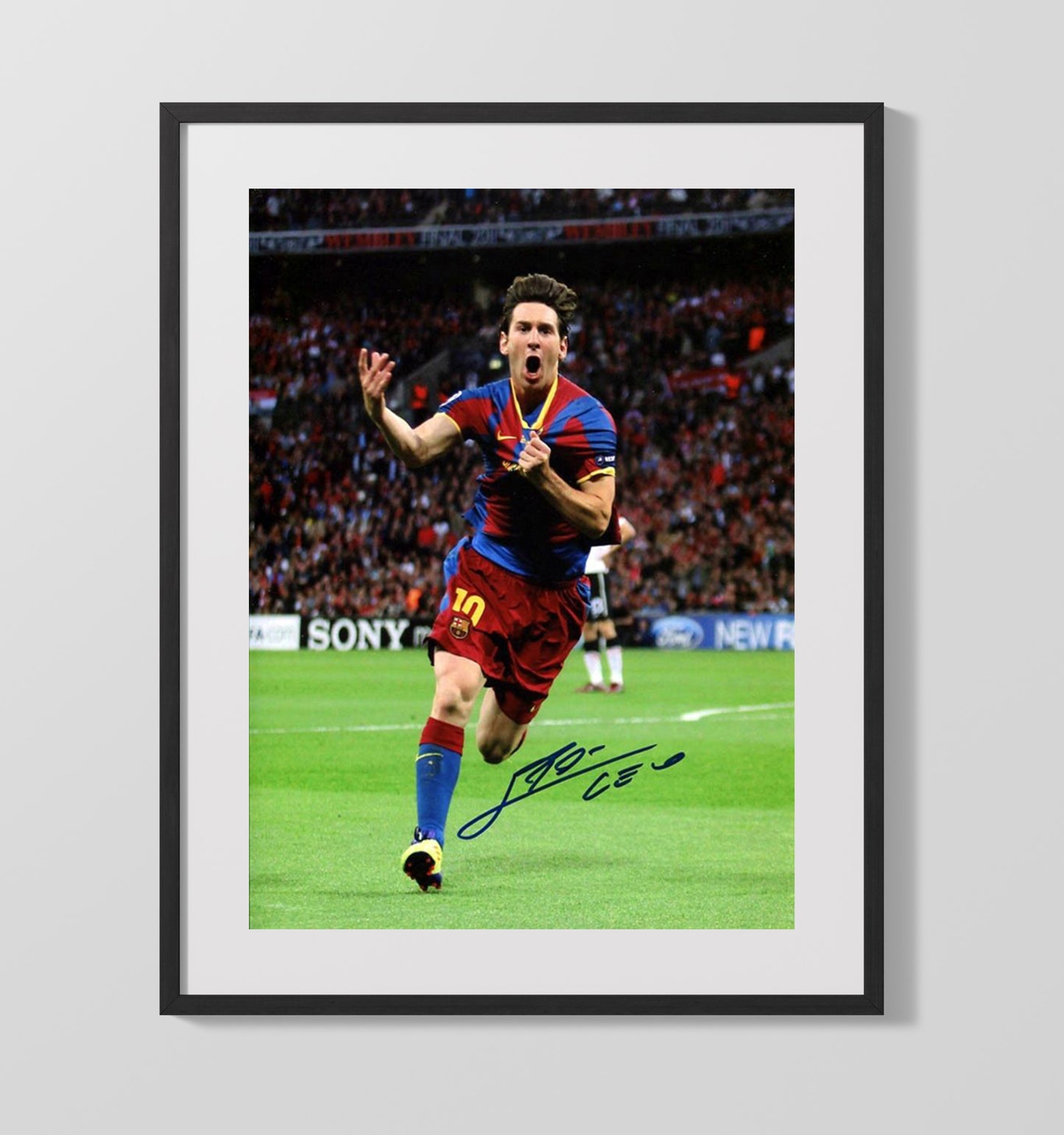 Messi Barcelona GOAT Goal Celebration Run Camp Nou - Gallery Frame soccer wall art