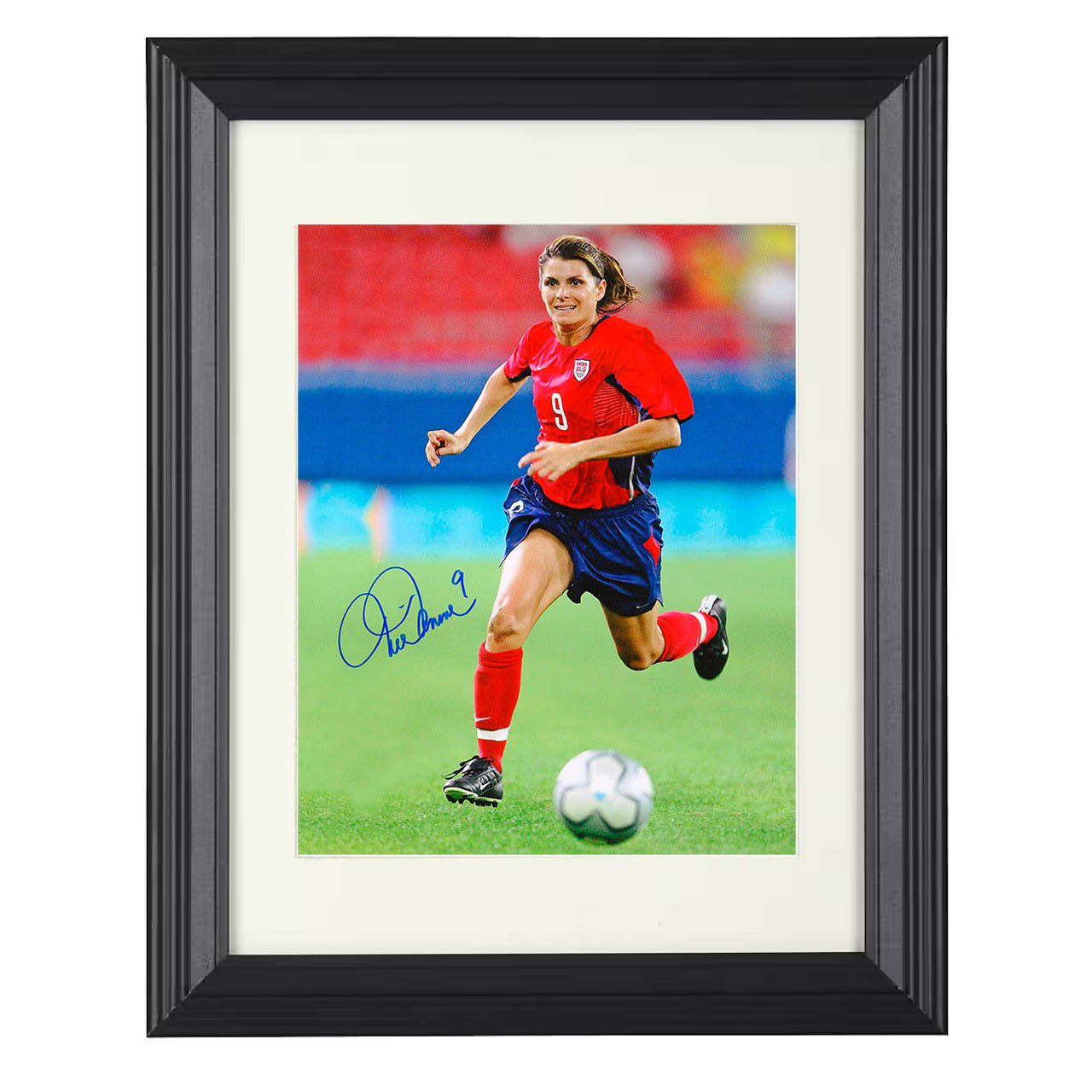 Mia Hamm – USA Red Jersey Match Image 8x10 matted black framed soccer wall art