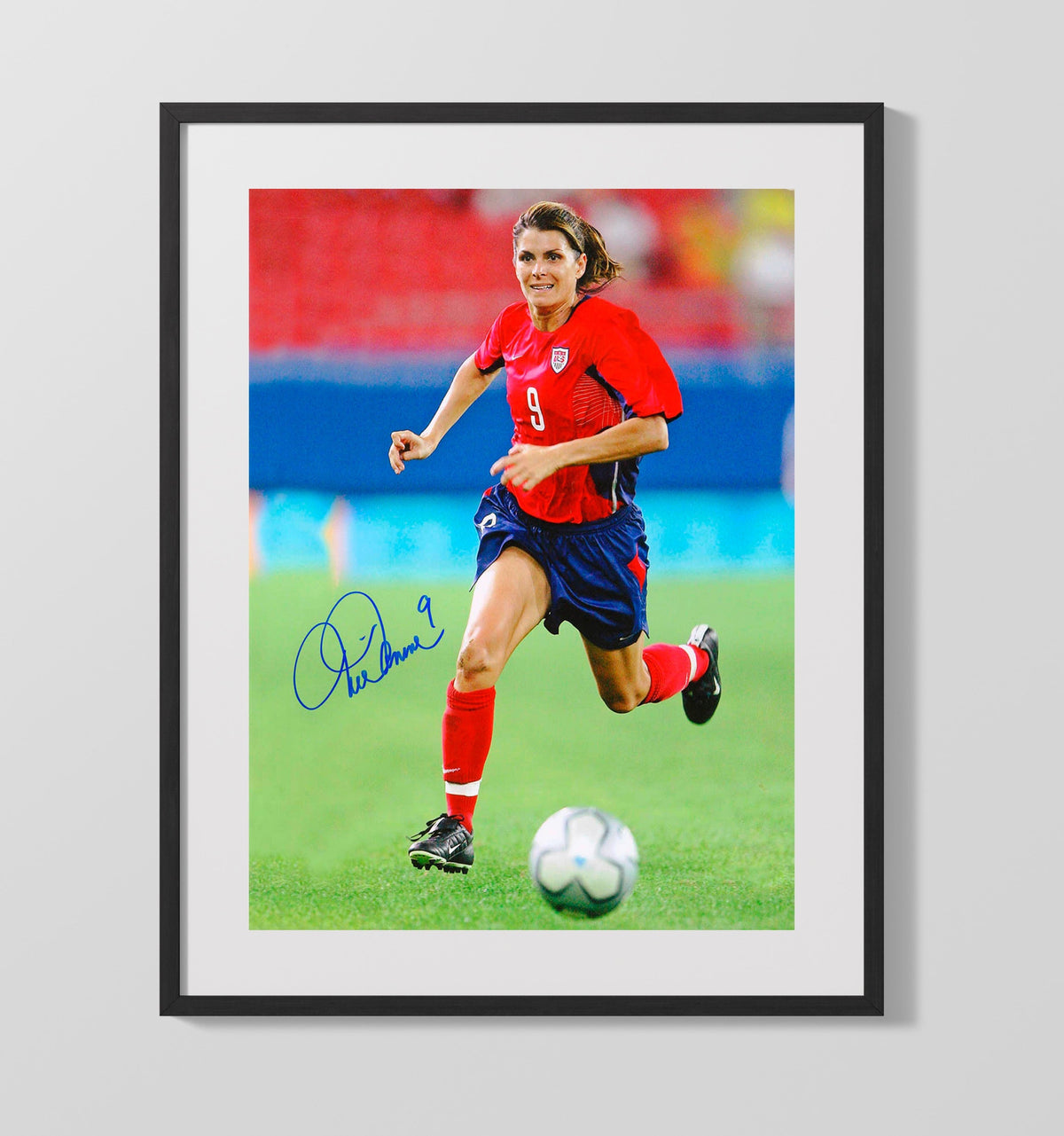 Mia Hamm USA Red Jersey Match - Gallery Frame soccer wall art