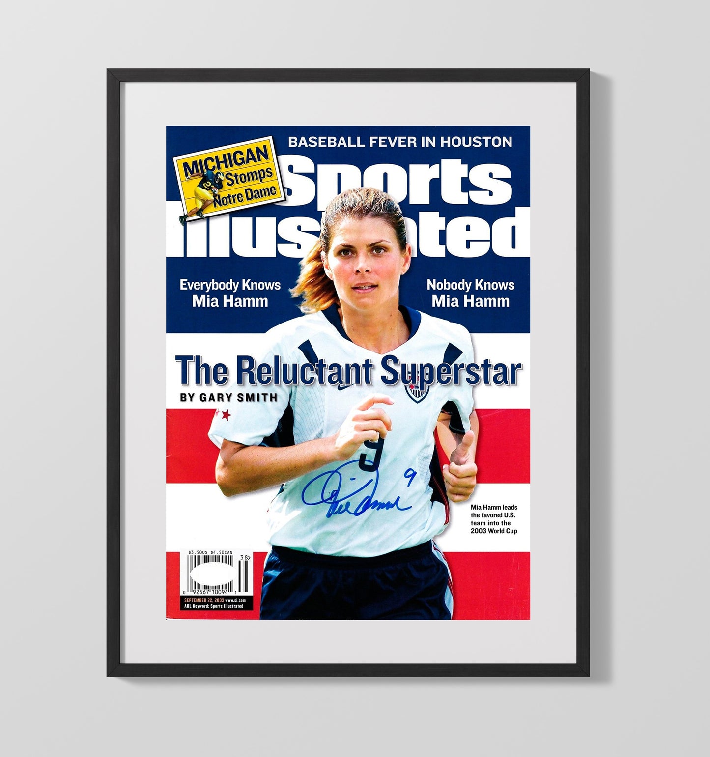 Mia Hamm USA SI Cover Reluctant Superstar 2003 - Gallery Frame soccer wall art