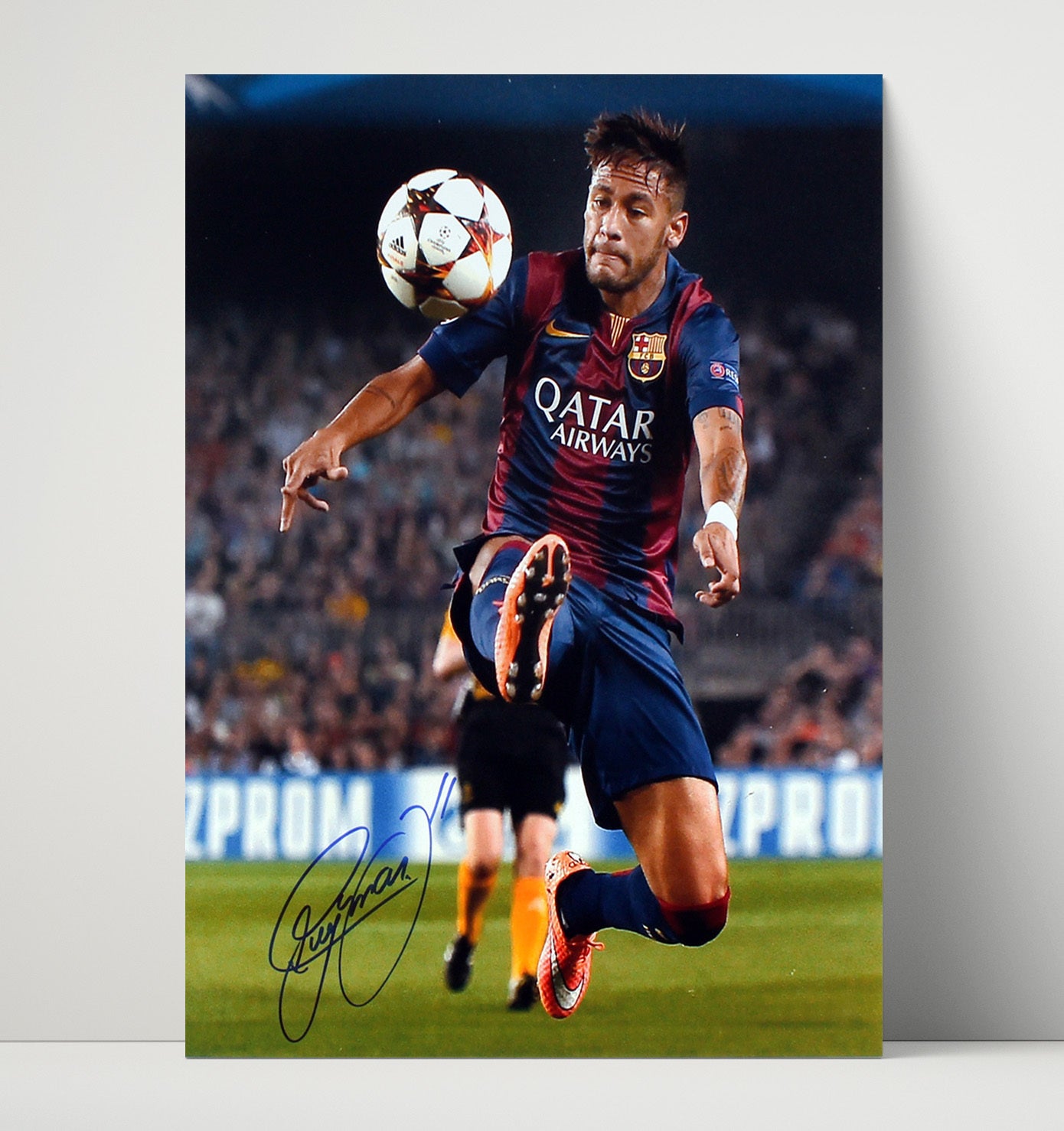 Neymar Jr Barcelona Airborne Ball Control Champions League Night Soccer Print 16x20 Unframed Print soccer wall art print – Soccer Prints decor