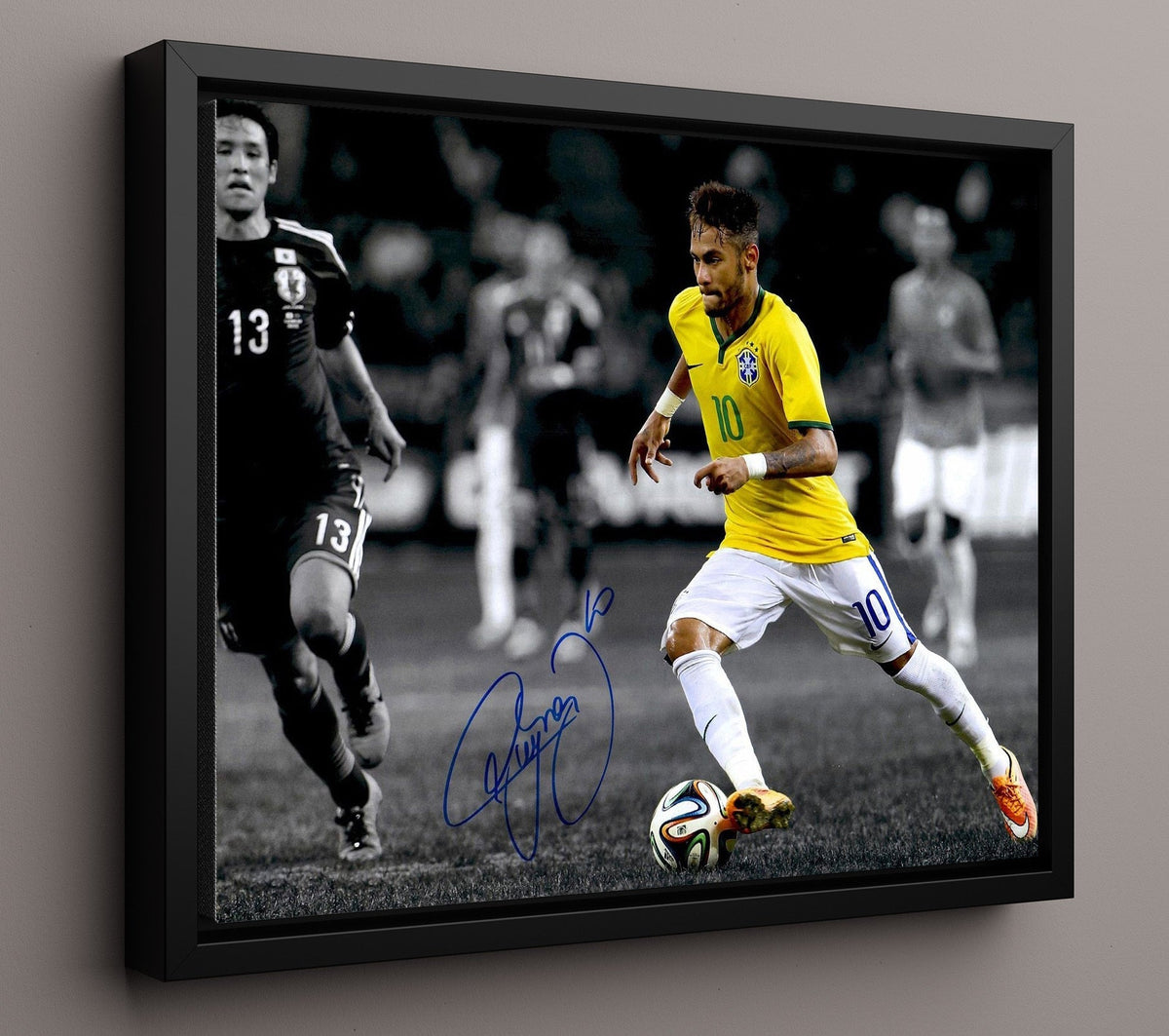 Neymar Jr Brazil Samba Stride Attack Run - Framed Canvas soccer wall art