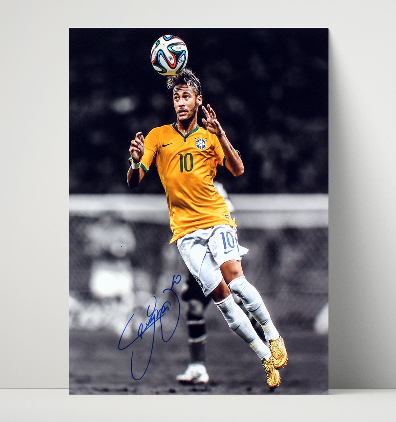 Neymar Jr Brazil Header Control World Cup Qualifier Moment Soccer Print 16x20 Unframed Print soccer wall art print – Soccer Prints decor