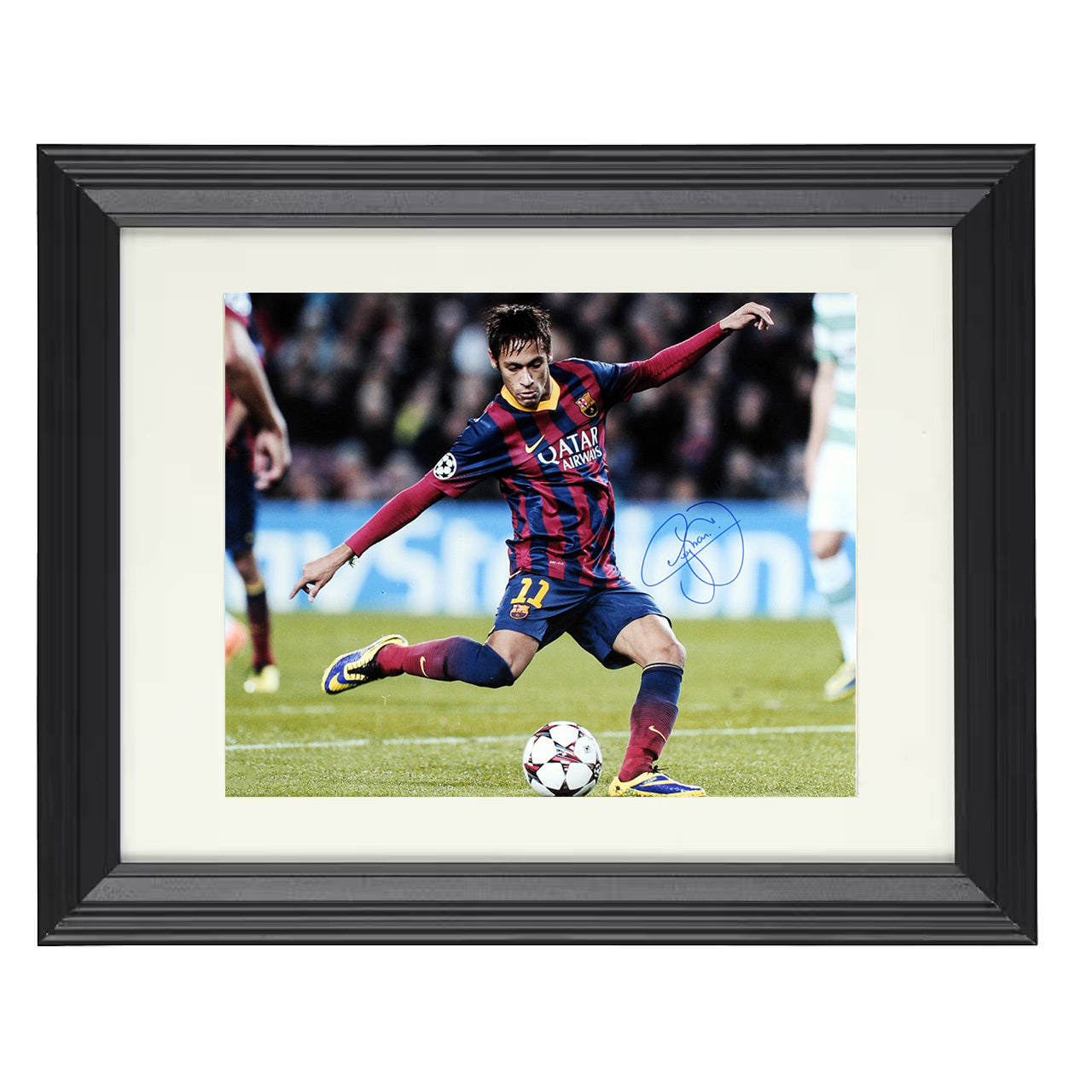 Neymar Jr. – FC Barcelona Precision Strike Shot 8x10 matted black framed soccer wall art