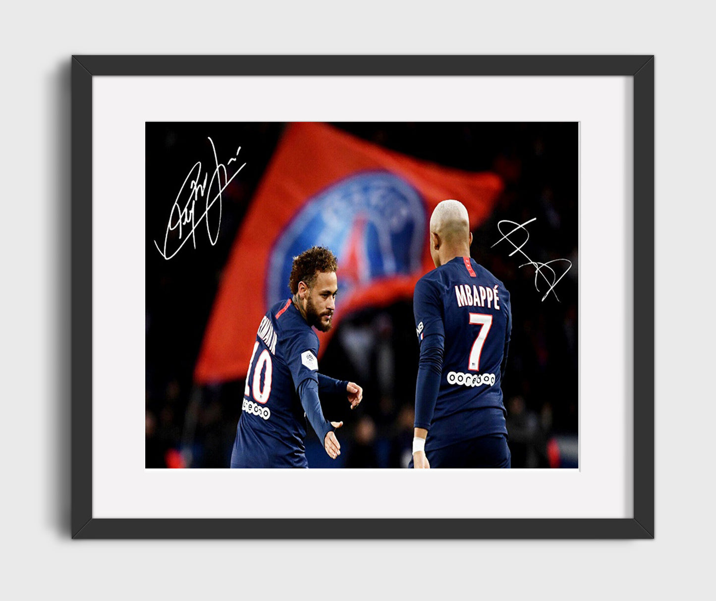 Neymar Jr and Kylian Mbappe PSG Dynamic Duo Celebration - Gallery Frame soccer wall art