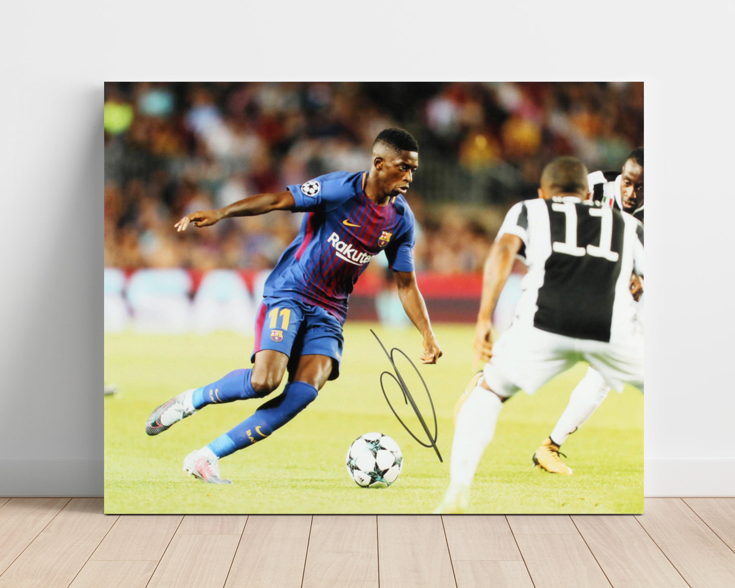 Ousmane Dembele FC Barcelona Champions League Dribble Attack Soccer Print 16x20 Unframed Print soccer wall art print – Soccer Prints decor