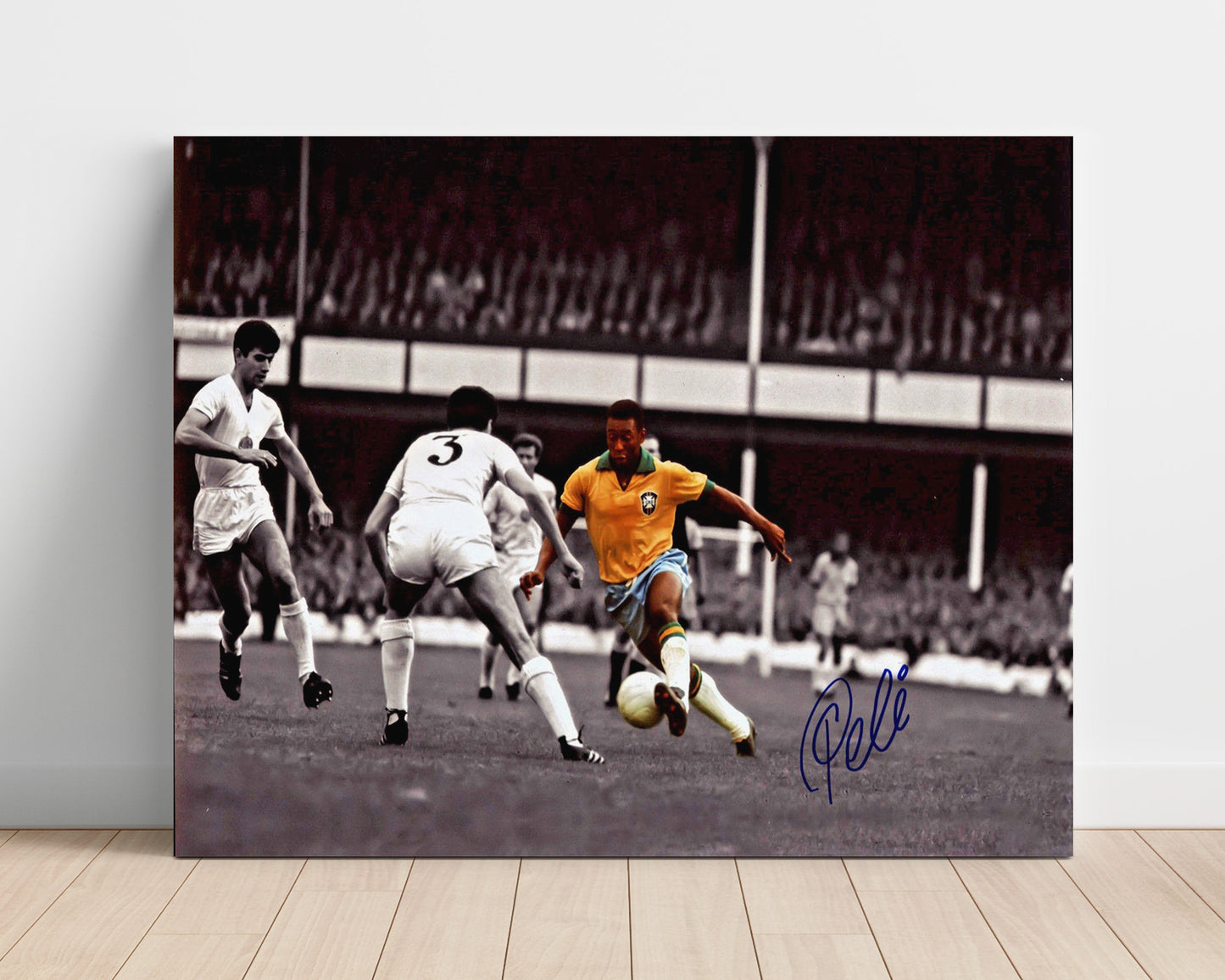 Pele Brazil Spotlight Dribble Run Soccer Print 16x20 Unframed Print soccer wall art print – Soccer Prints decor