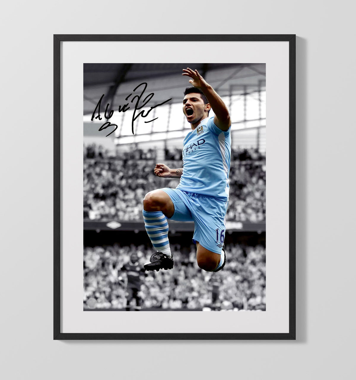 Sergio Aguero Manchester City Last Minute Title Winning Goal 2012 - Gallery Frame soccer wall art
