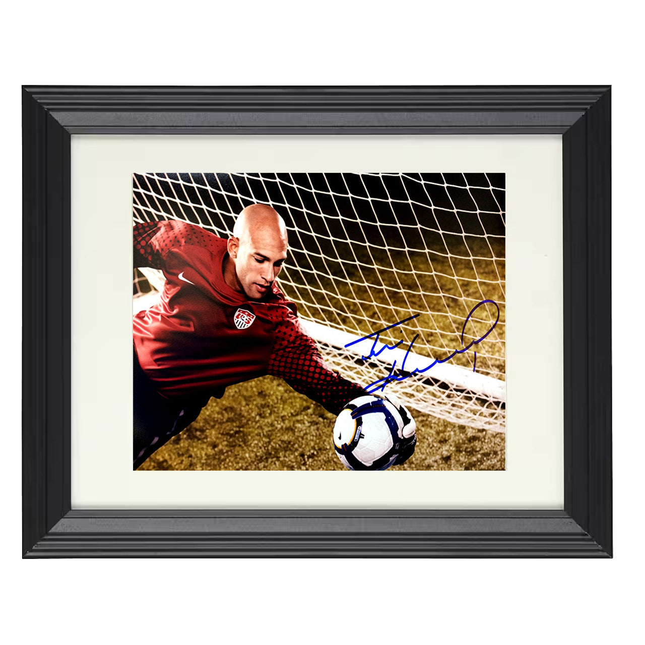 Tim Howard – USA Net Side Save Reach 8x10 matted black framed soccer wall art
