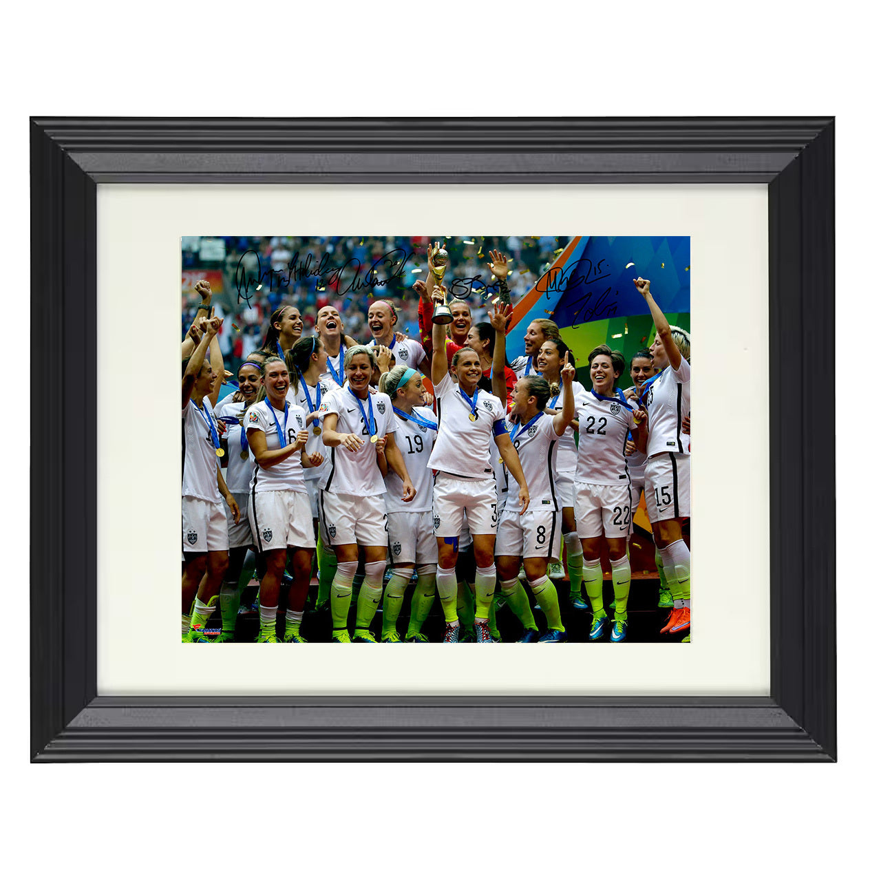 USWNT – 2015 World Champions Trophy 8x10 matted black framed soccer wall art