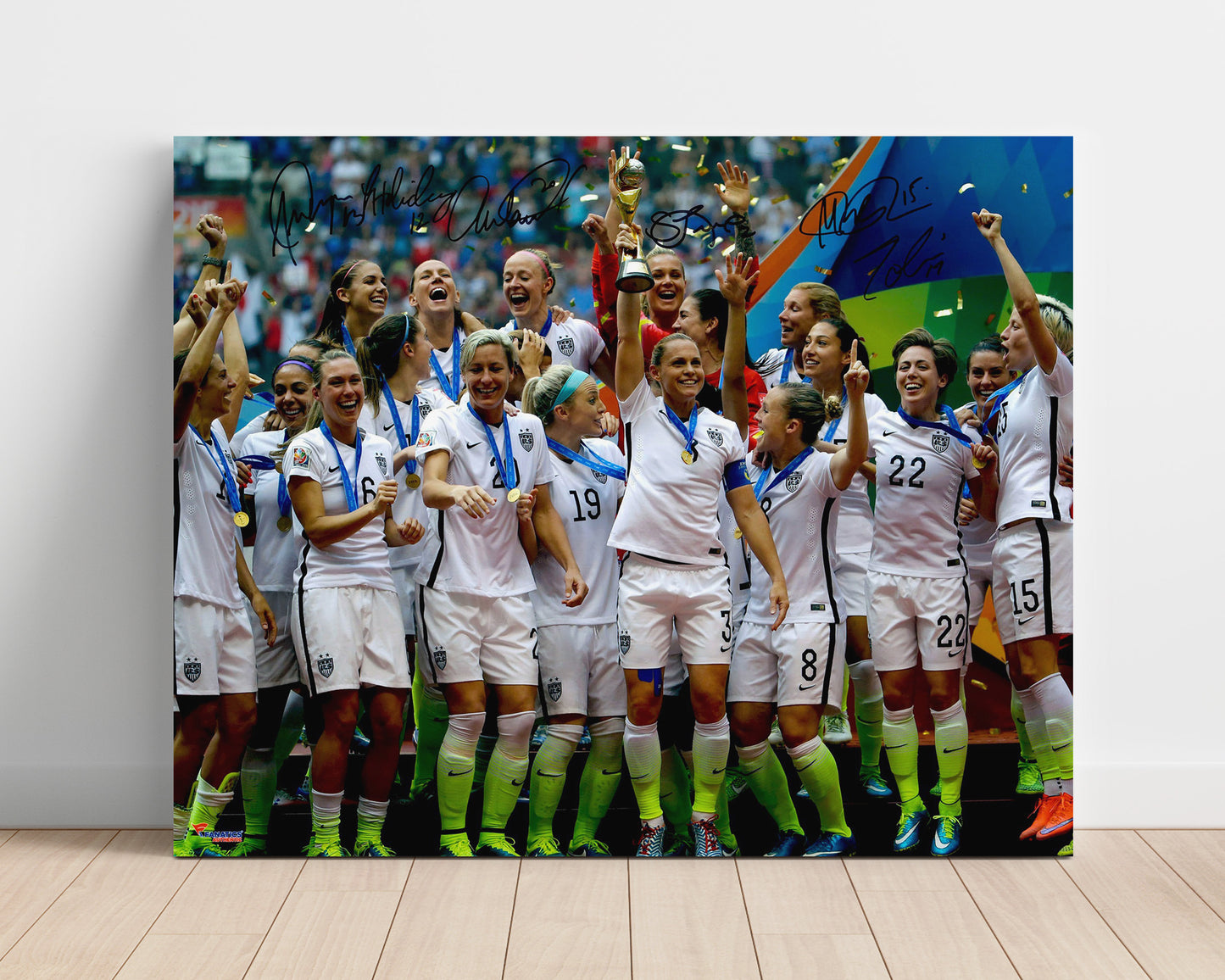 USA Women National Team 2015 World Cup Champions Trophy Celebration Soccer Wall 16x20 Unframed Print soccer wall art print – Soccer Prints decor