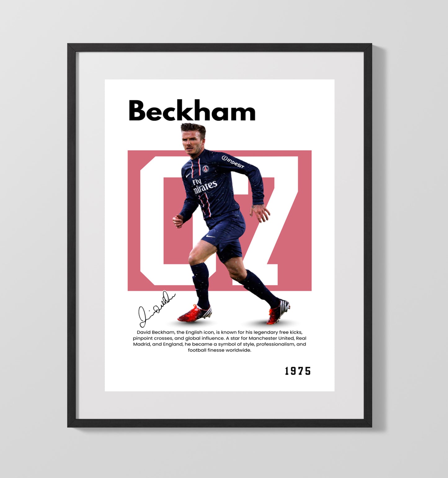David Beckham Player Bio Poster No. 01 - Unframed Print soccer wall art