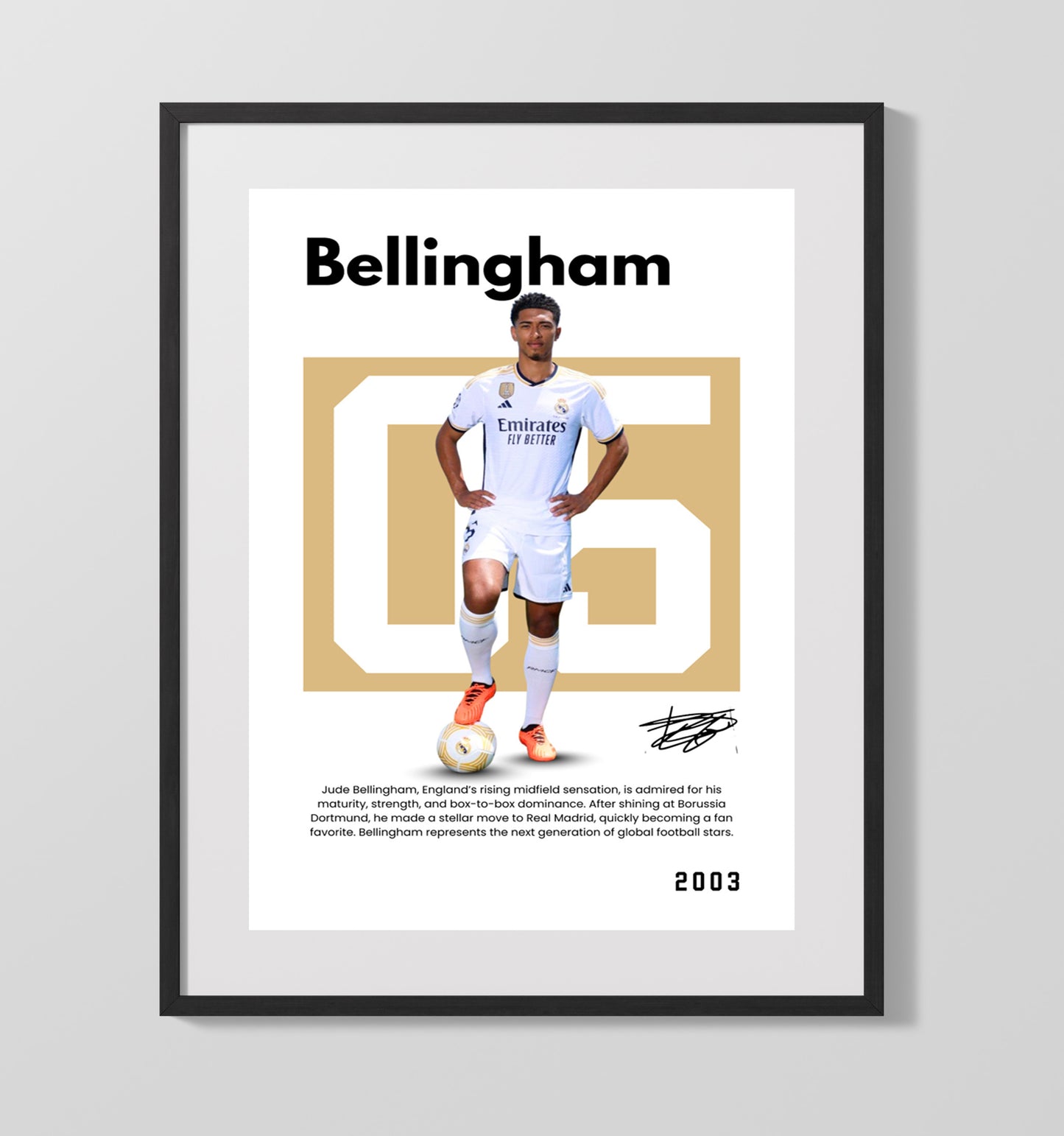 Jude Bellingham Player Bio Poster No. 07 - Unframed Print soccer wall art