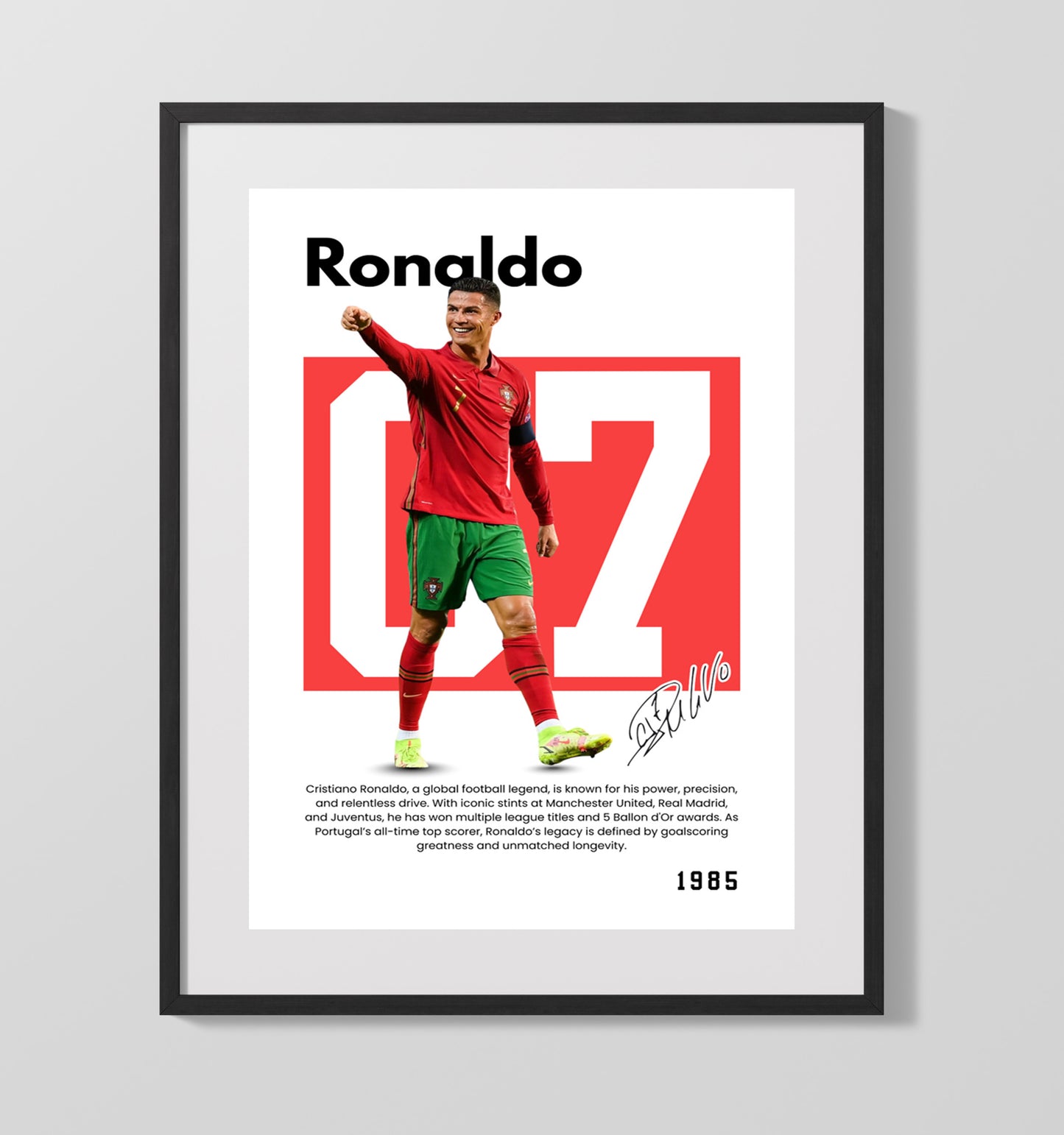 Cristiano Ronaldo Player Bio Poster No. 07 - Unframed Print soccer wall art