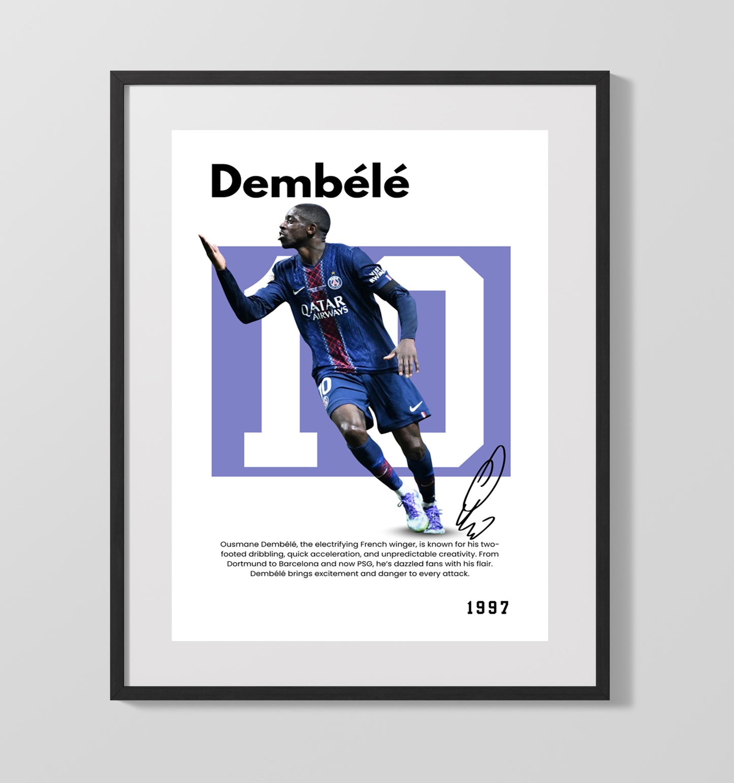 Ousmane Dembele Player Bio Poster No. 19 - Unframed Print soccer wall art