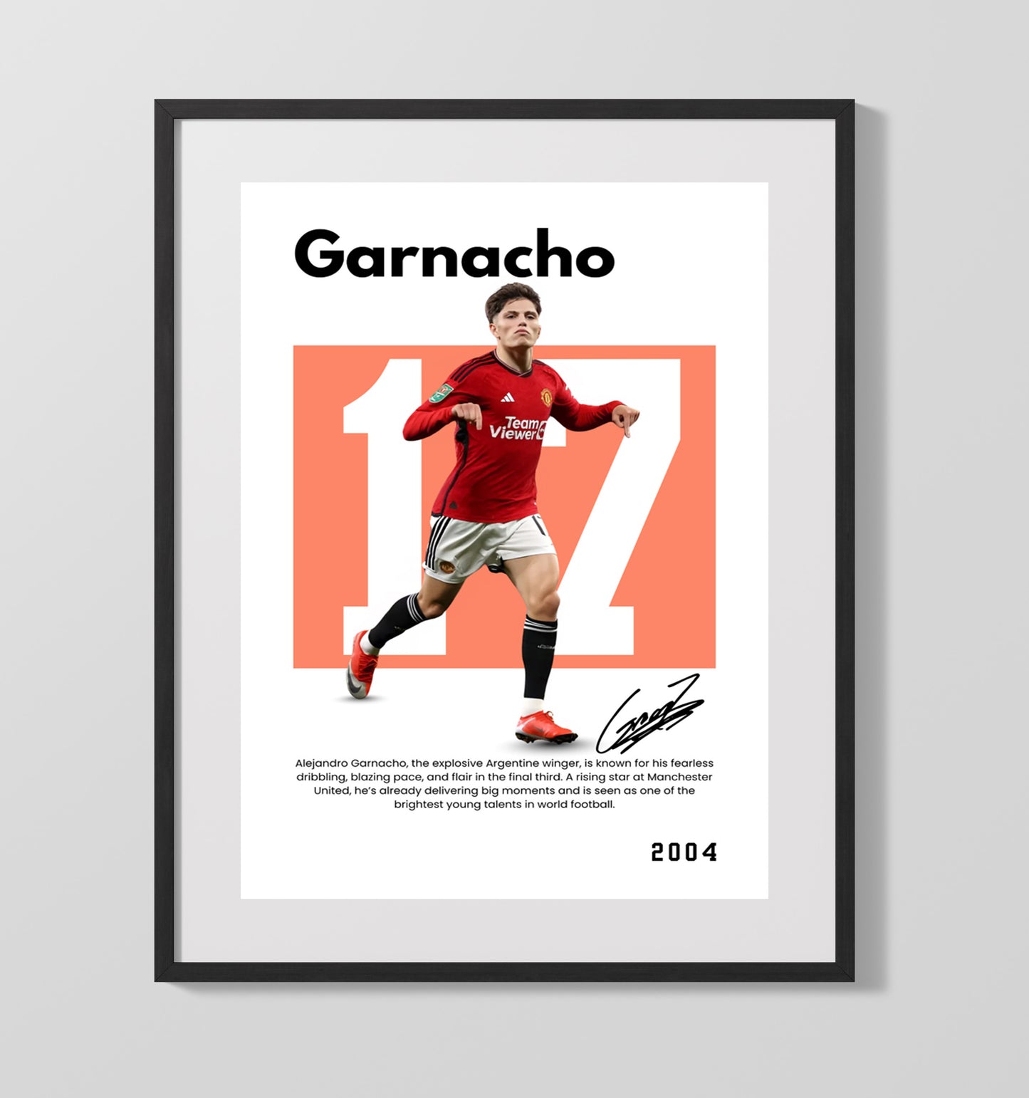 Alejandro Garnacho Player Bio Poster No. 09 - Unframed Print soccer wall art