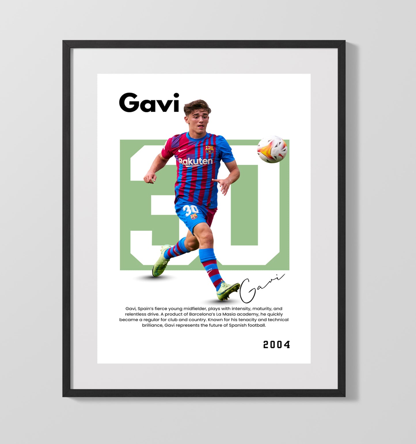 Gavi Player Bio Poster No. 10 - Unframed Print soccer wall art