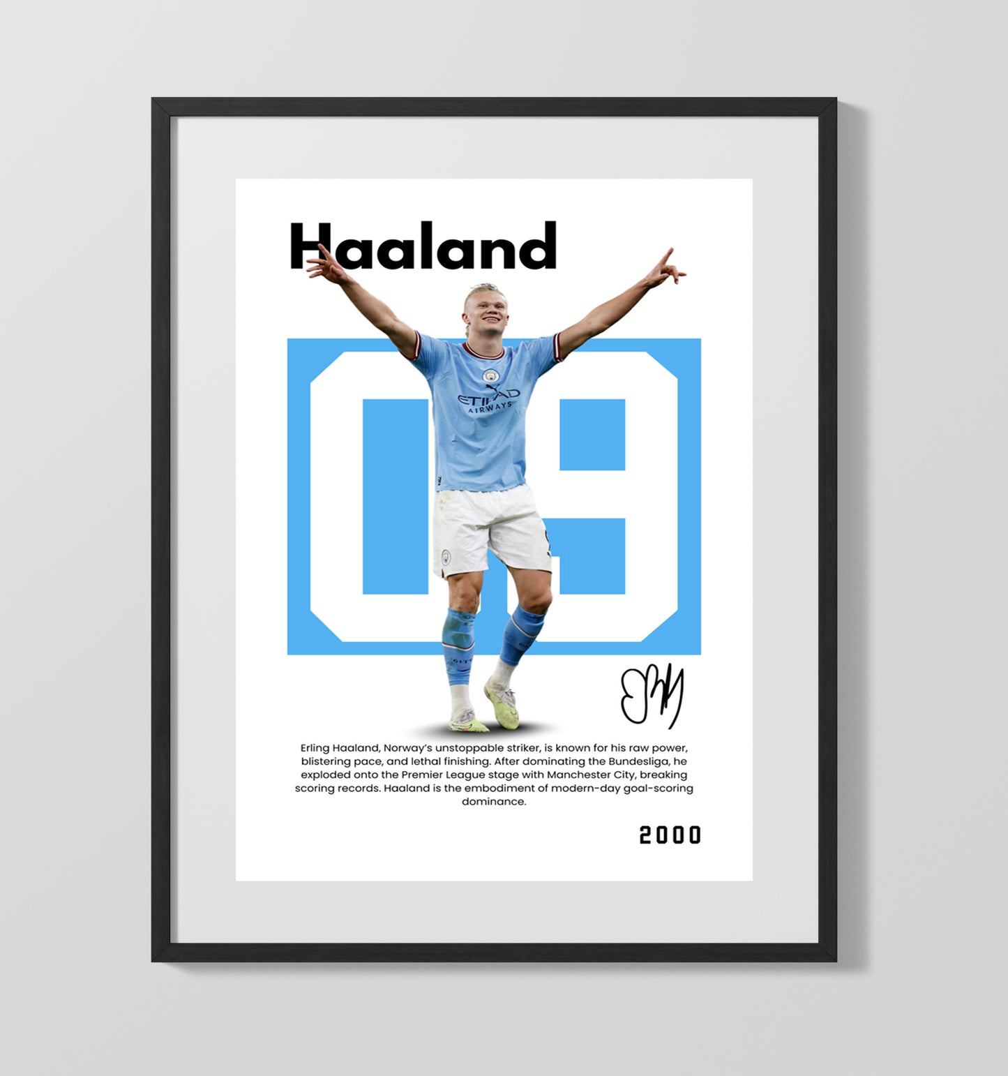 Erling Haaland Player Bio Poster No. 05 - Unframed Print soccer wall art