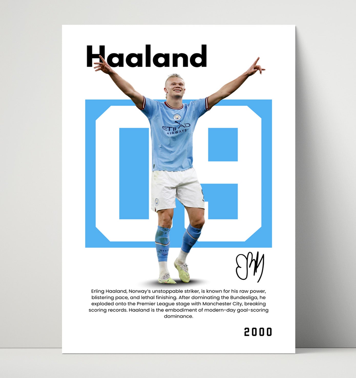 Soccer Legends - Haaland - No. 05 Player Bio Poster Unframed 8x10 in Plastic Sleeve in Plastic Sleeve wall art print – vintage decor