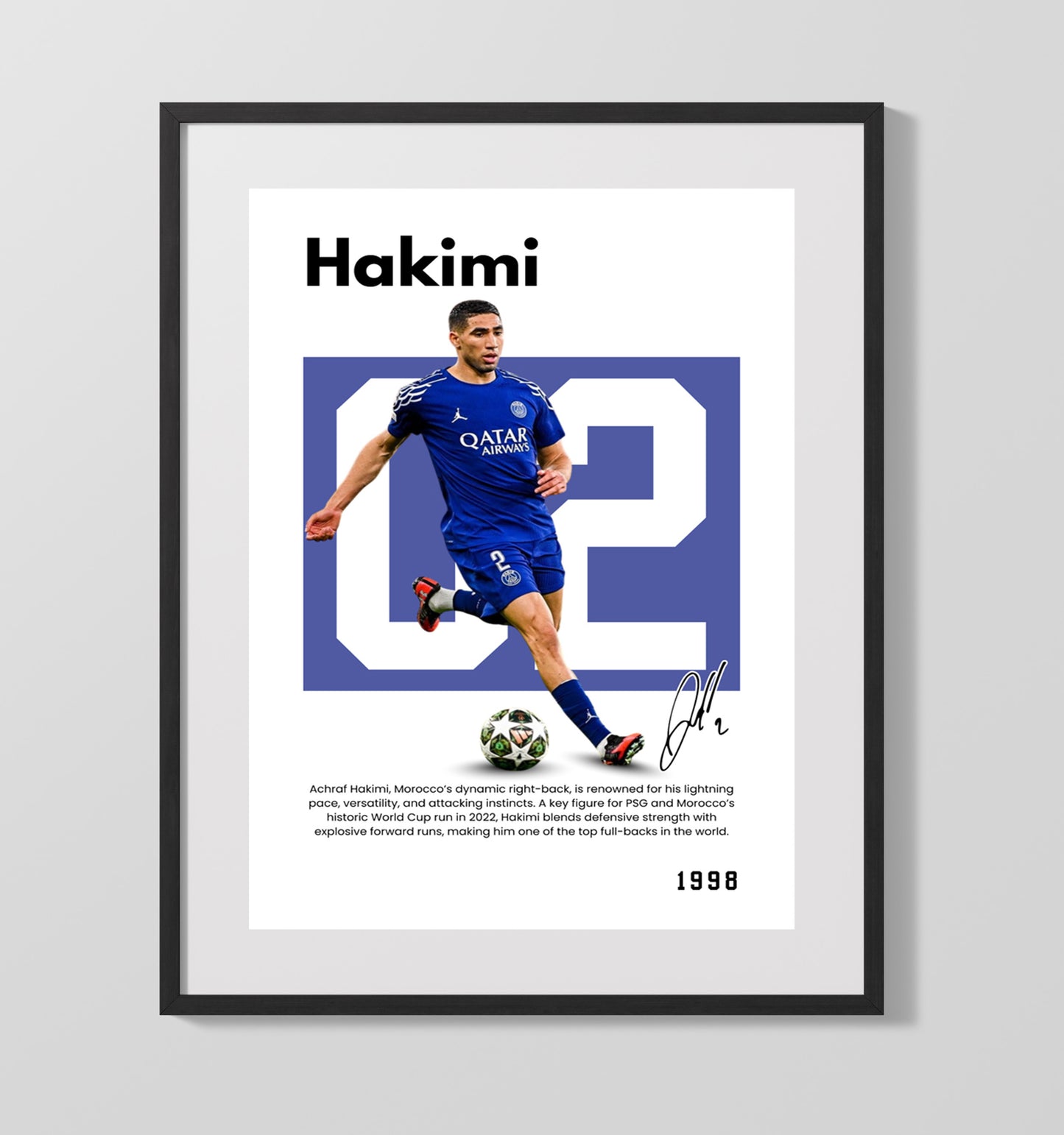 Achraf Hakimi Player Bio Poster No. 10 - Unframed Print soccer wall art