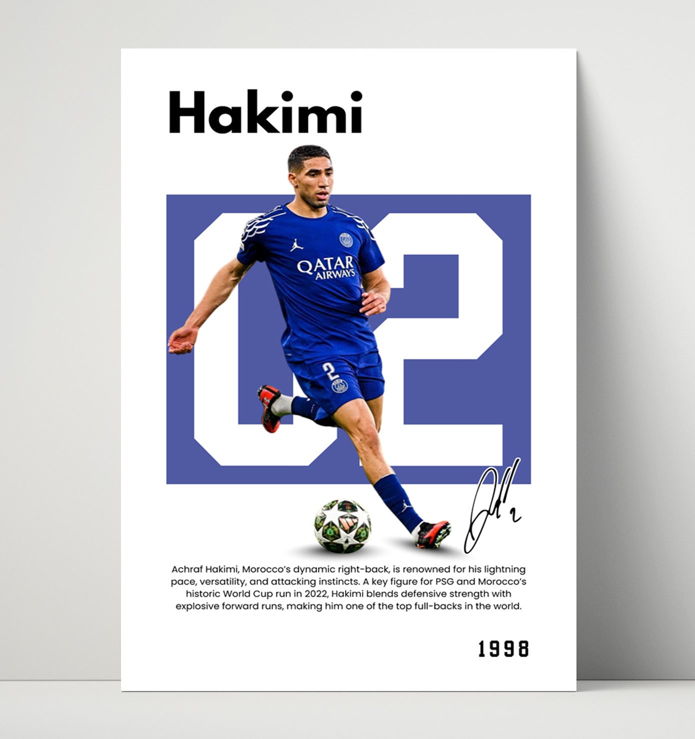Soccer Legends - Hakimi - No. 10 Player Bio Poster Unframed 8x10 in Plastic Sleeve in Plastic Sleeve wall art print – vintage decor