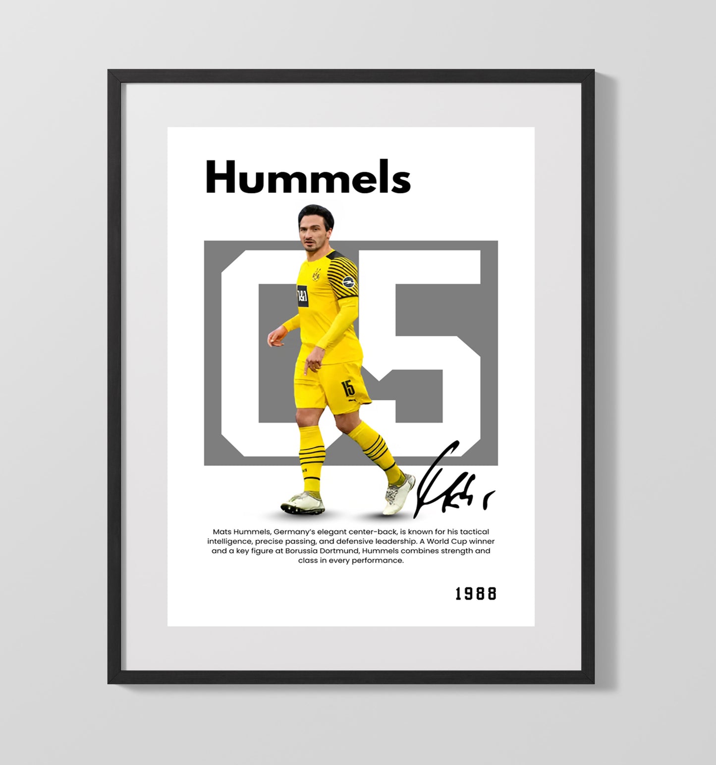 Mats Hummels Player Bio Poster No. 01 - Unframed Print soccer wall art