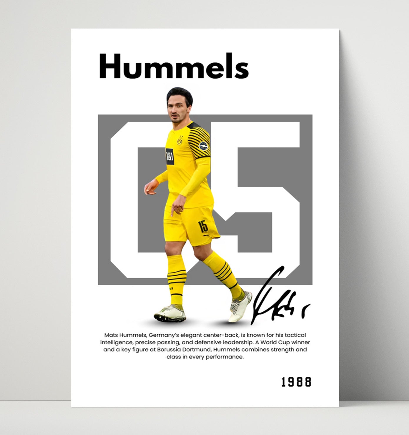 Soccer Legends - Hummels - No. 01 Player Bio Poster Unframed 8x10 in Plastic Sleeve in Plastic Sleeve wall art print – vintage decor