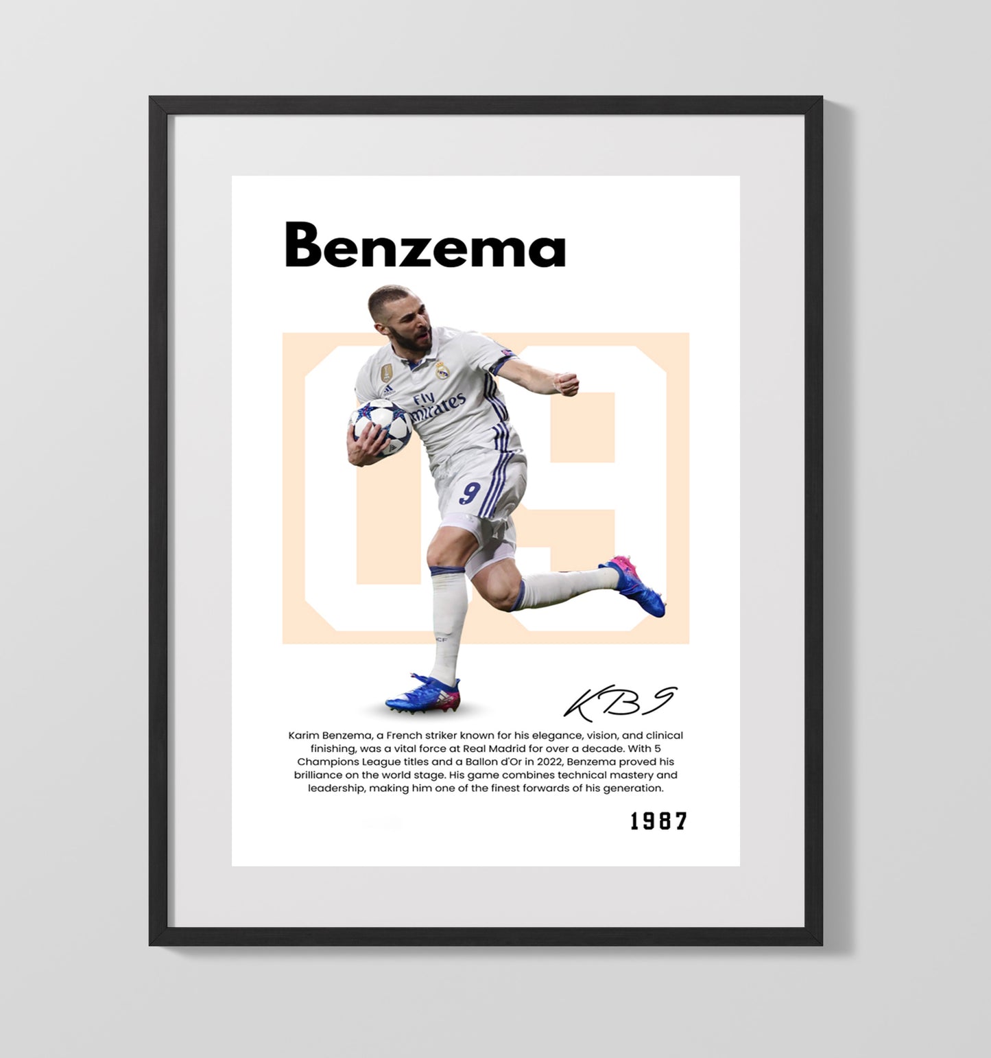 Karim Benzema Player Bio Poster No. 09 - Unframed Print soccer wall art