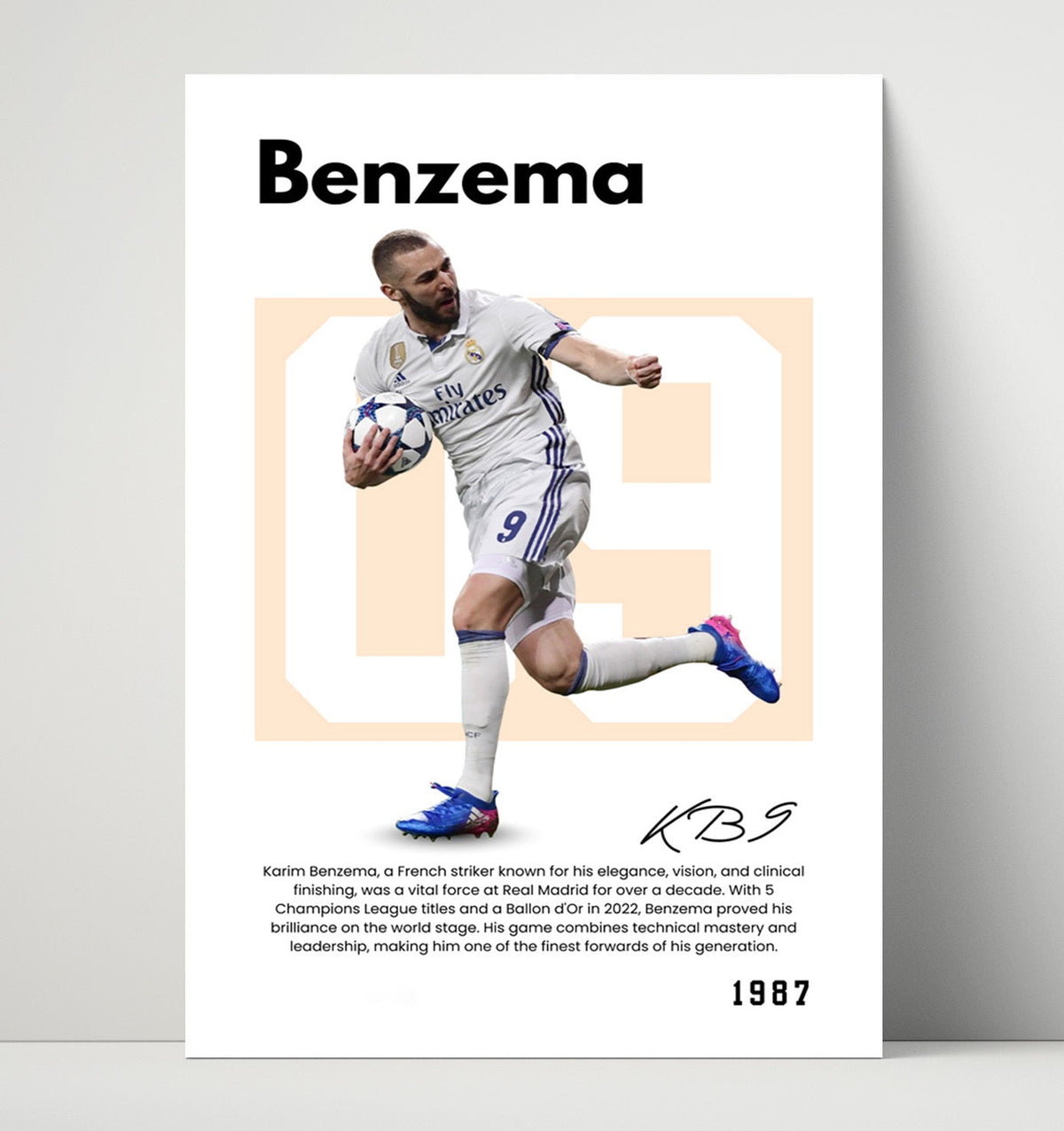 Karim Benzema – No. 09 Player Bio unframed semi-gloss poster print